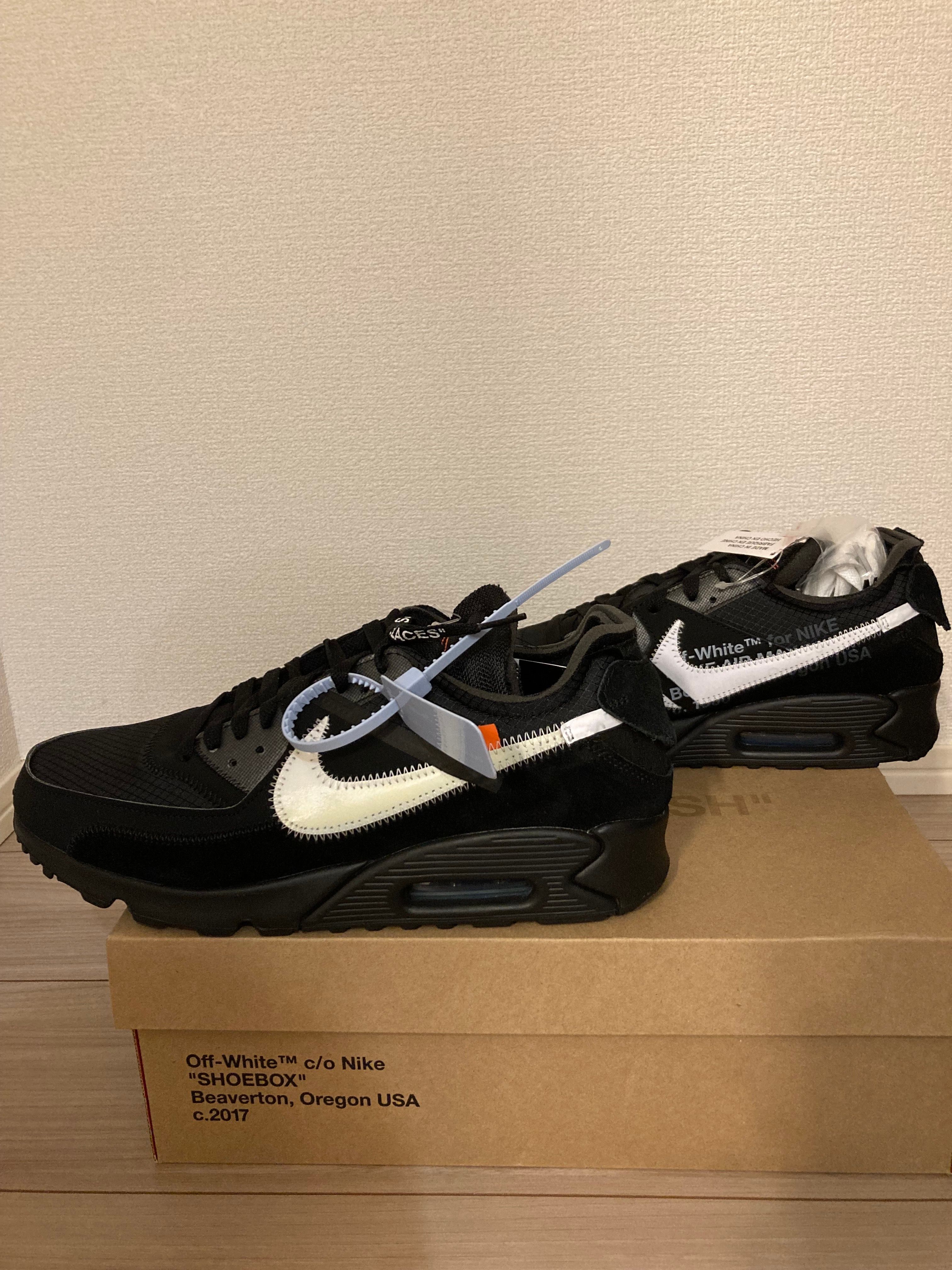 Off-White × Nike Air Max 90 "Black/Black-Cone-White"