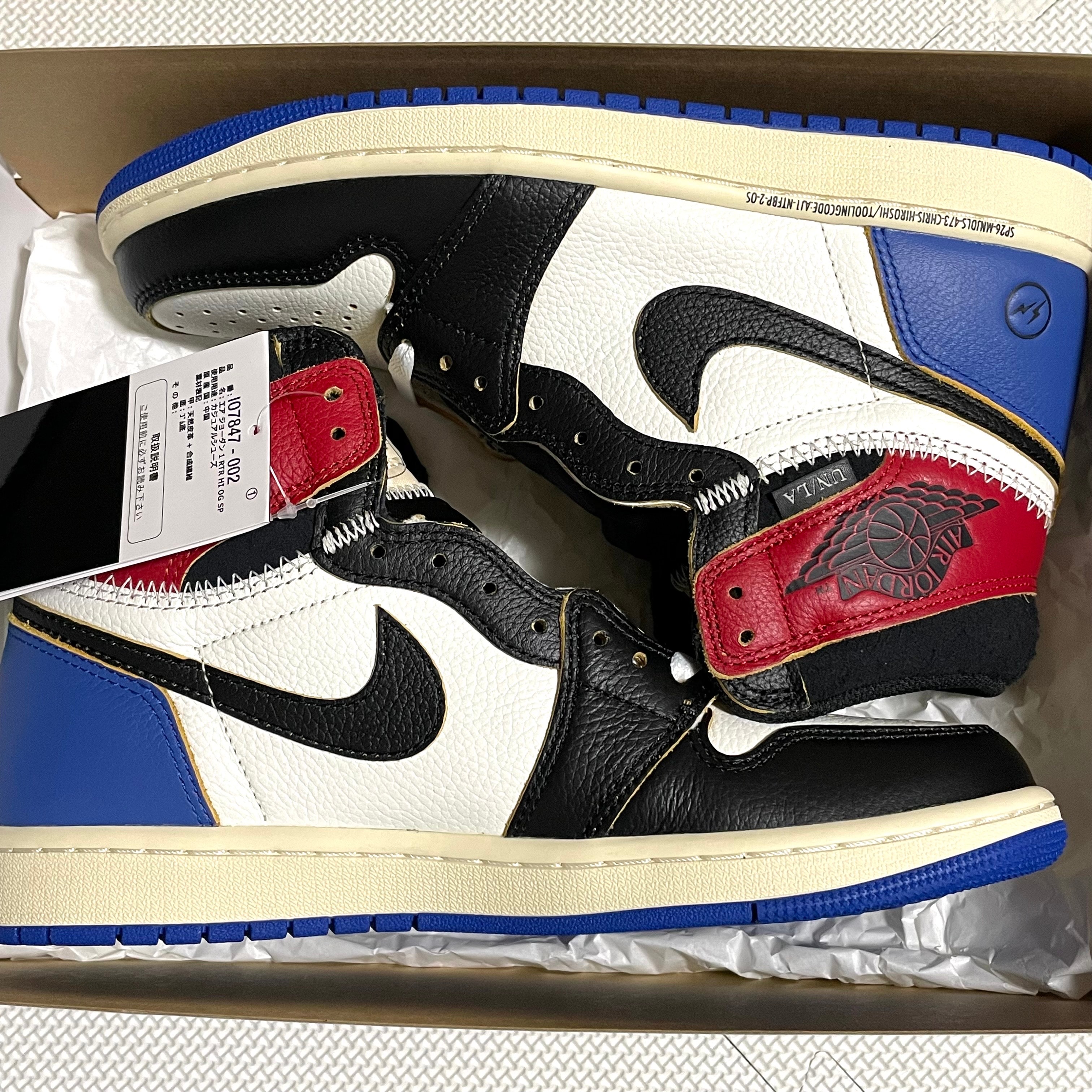 fragment design × UNION × Nike Air Jordan 1 High OG "Black/Varsity Red"
