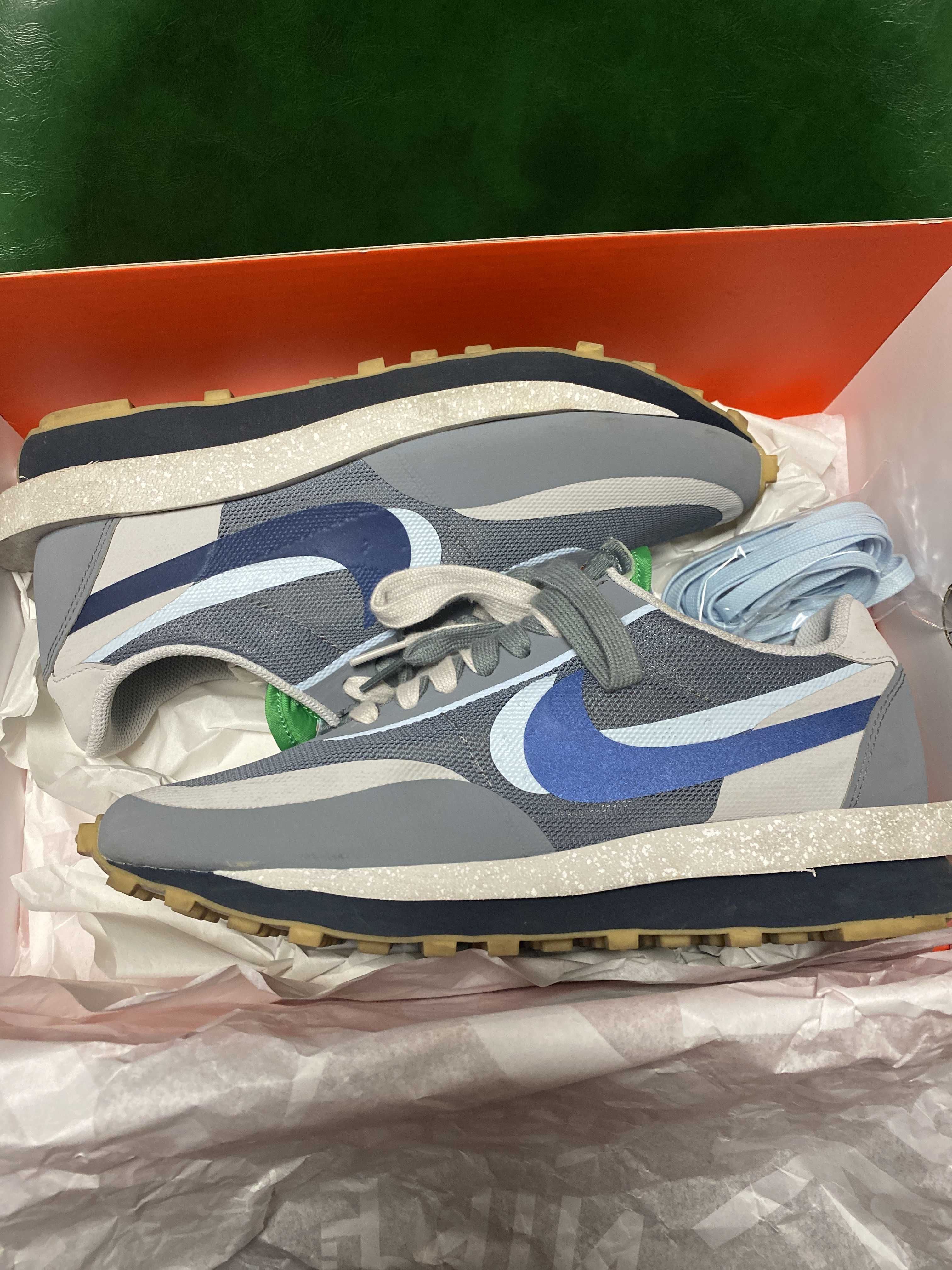 CLOT × Sacai × Nike LD Waffle "Grey Obsidian/Cool Grey"