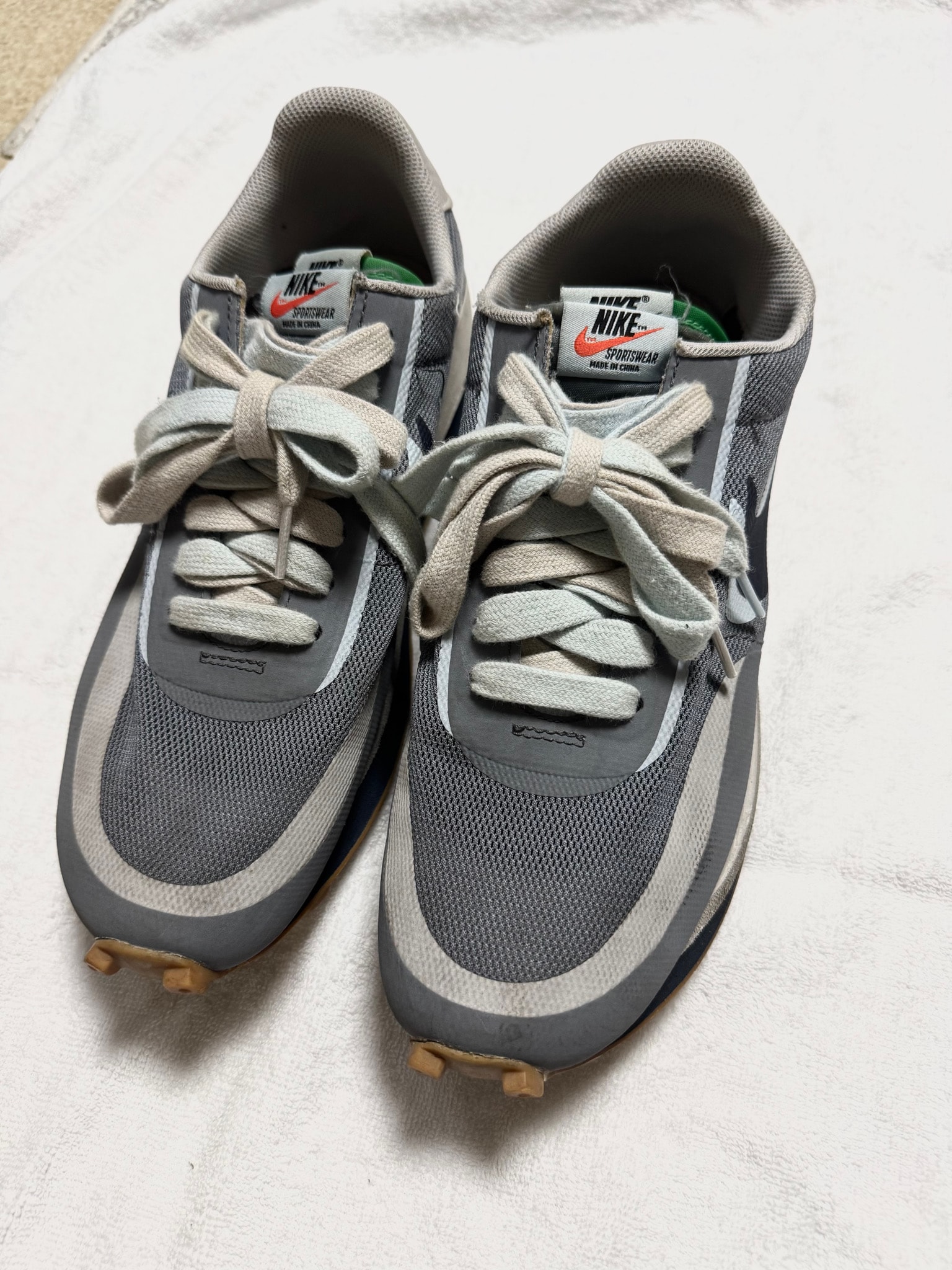 CLOT × Sacai × Nike LD Waffle "Grey Obsidian/Cool Grey"