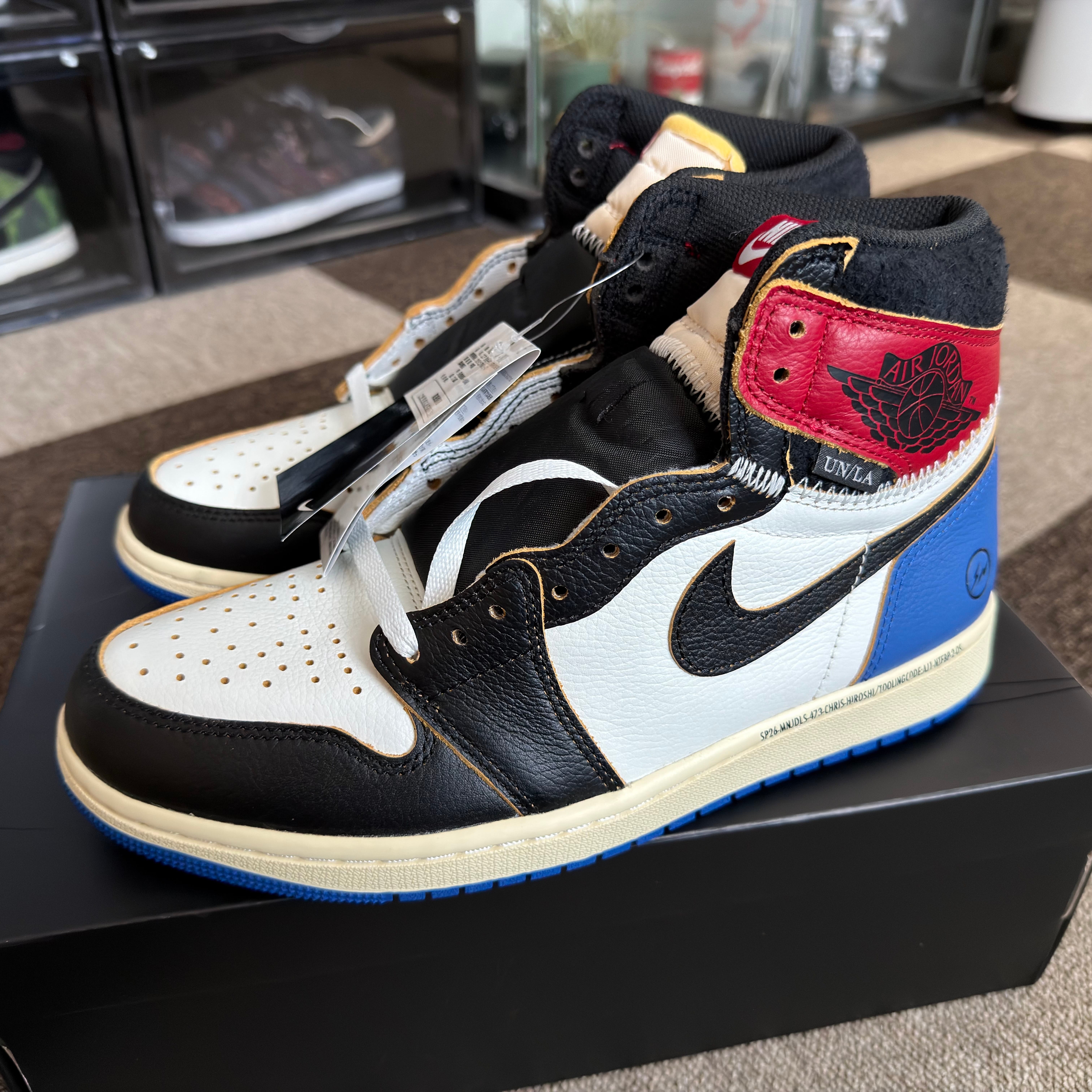 fragment design × UNION × Nike Air Jordan 1 High OG "Black/Varsity Red"