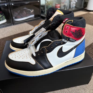 fragment design × UNION × Nike Air Jordan 1 High OG "Black/Varsity Red"