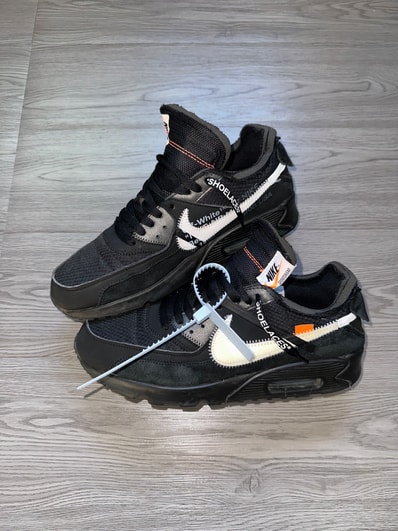 Off-White × Nike Air Max 90 "Black/Black-Cone-White"