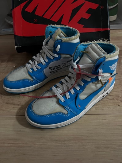 Off-White × Nike Air Jordan 1 High UNC "White/Dark Powder Blue"