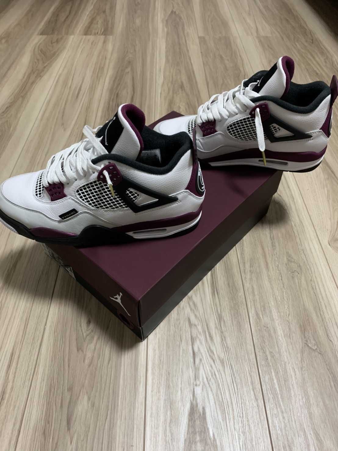 Paris Saint Germain ×Nike Air Jordan 4 Retro "White/Bordeaux/Neutral Gray"