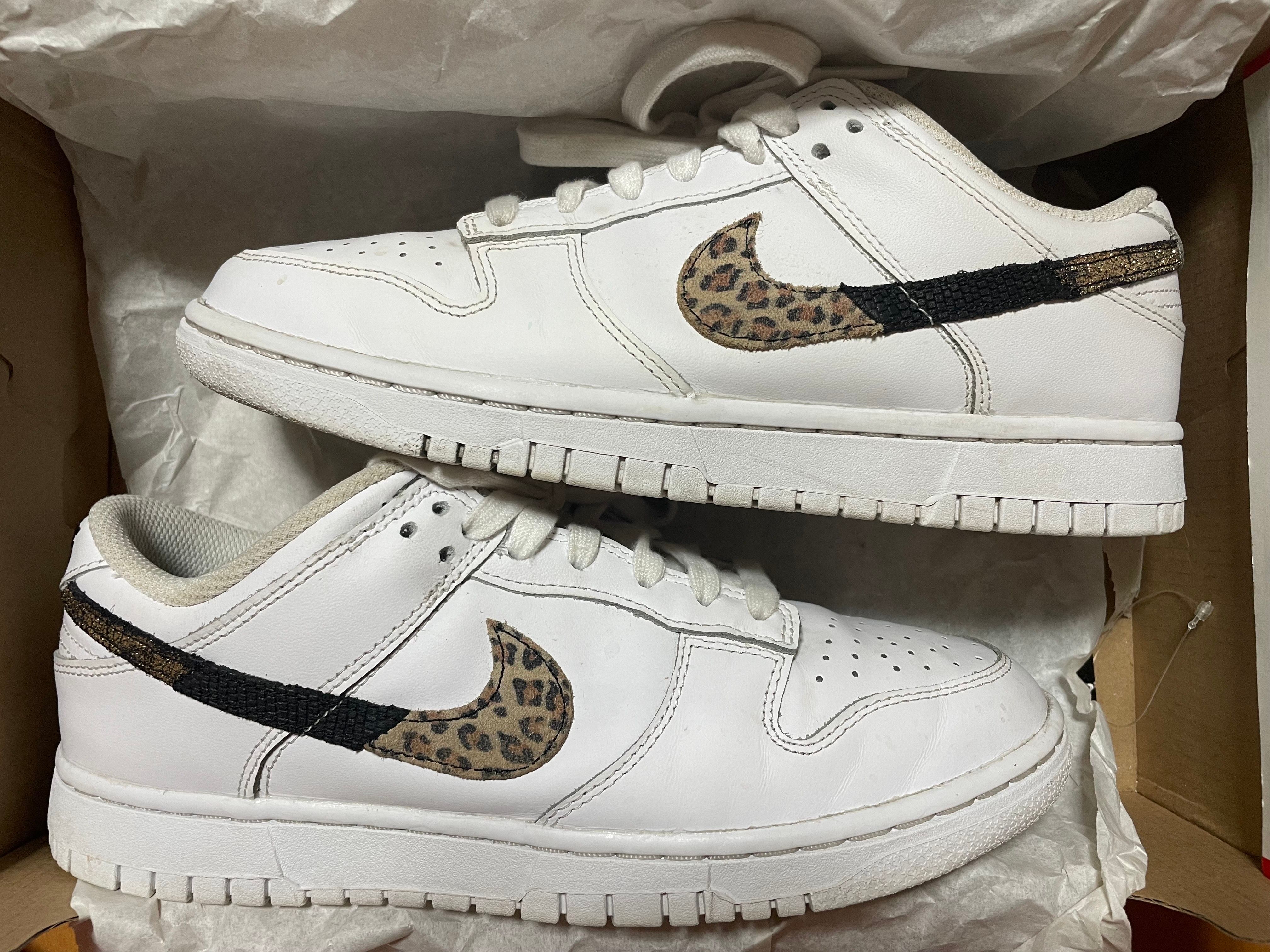 Nike Women's Dunk Low SE "White/Animal Swoosh/Safari"