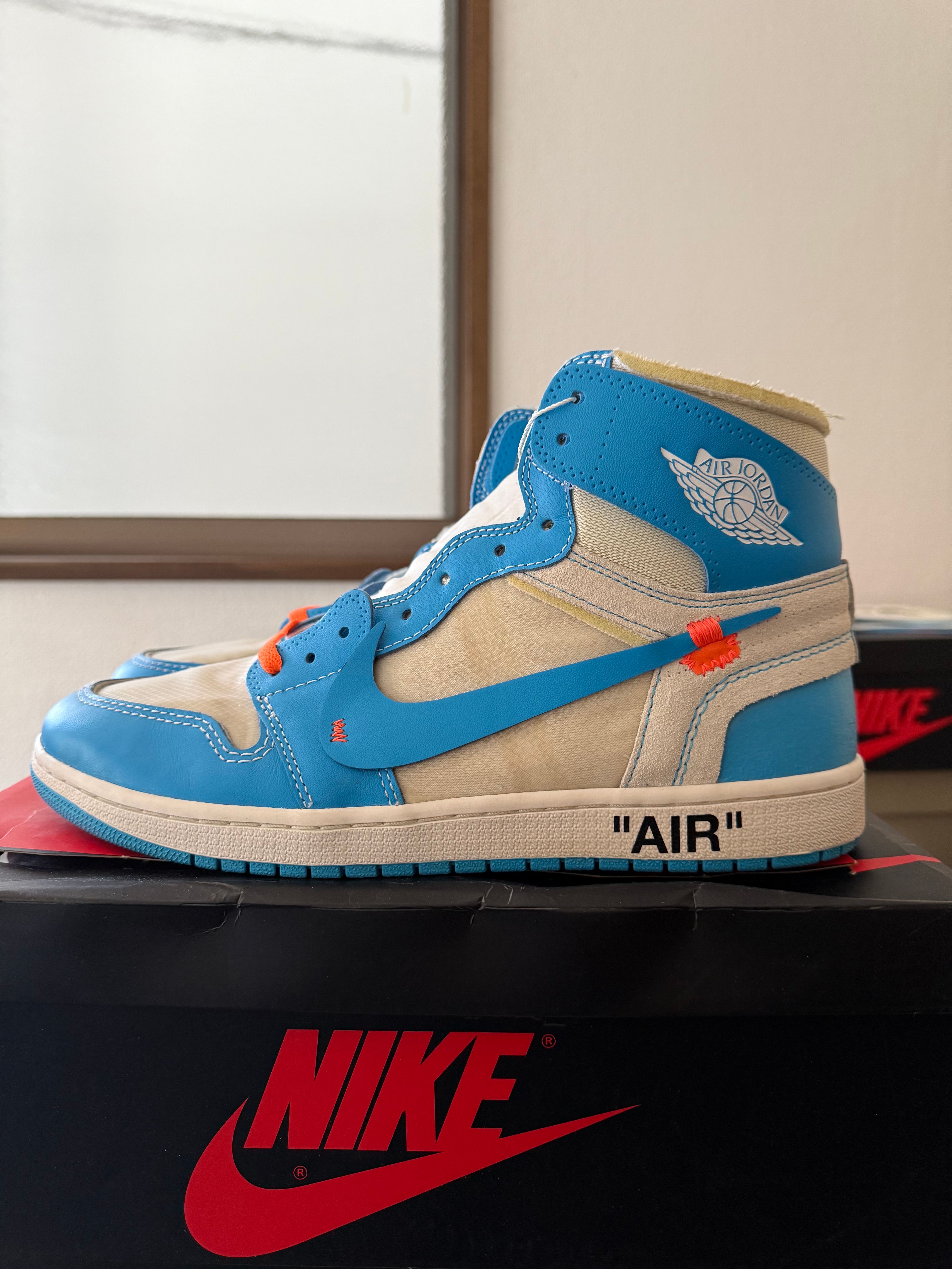 Off-White × Nike Air Jordan 1 High UNC "White/Dark Powder Blue"