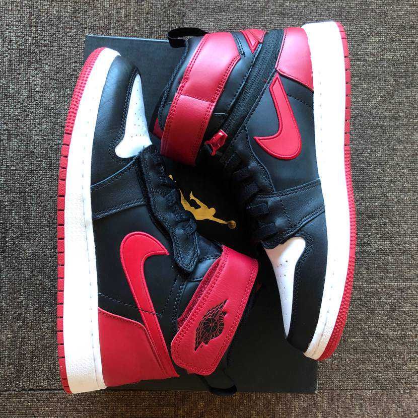 Nike GS Air Jordan 1 High Flyease "Bred White Toe"