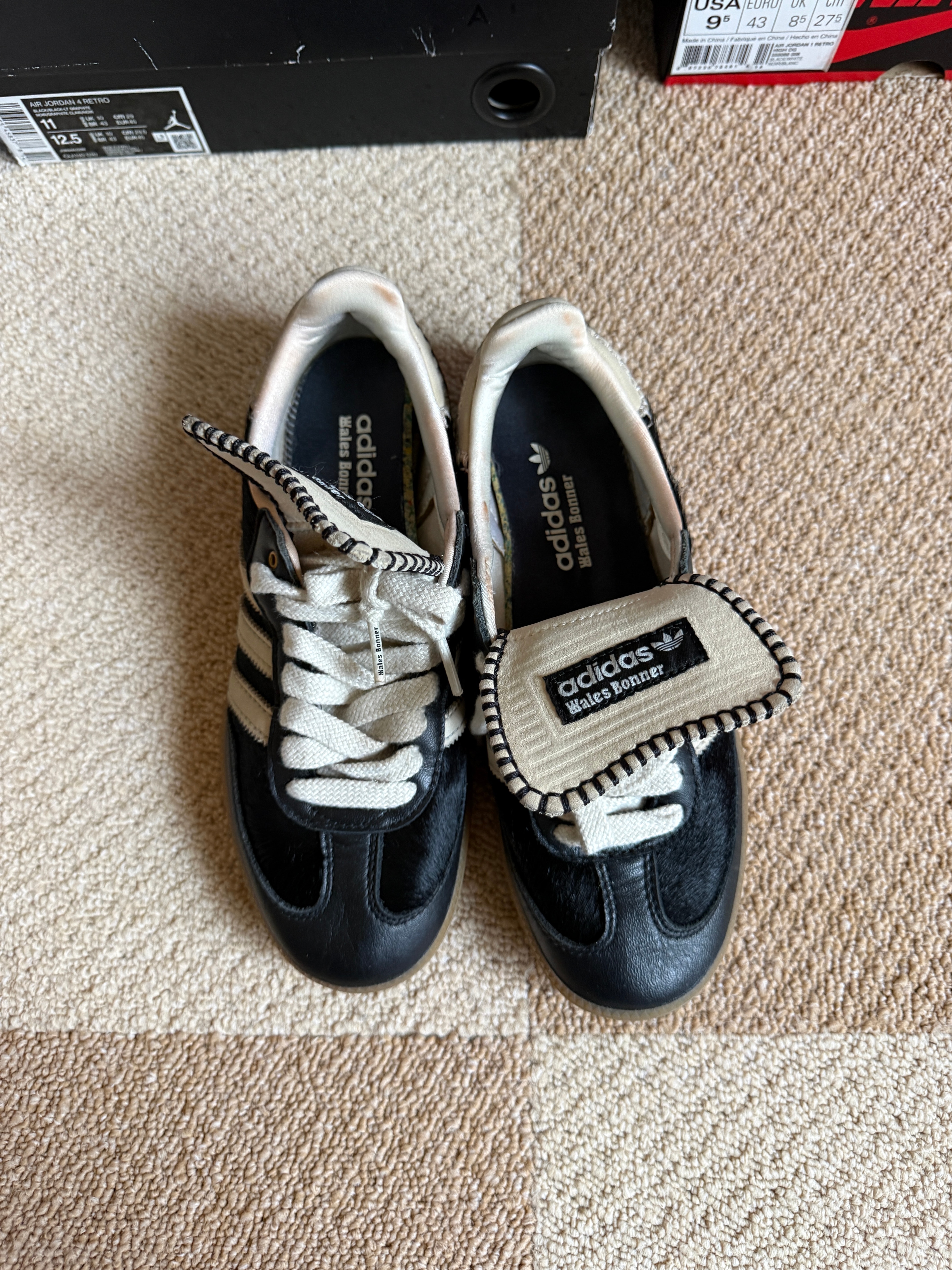 Wales Bonner × adidas Samba Pony Tonal Low "Core Black/Cream White"