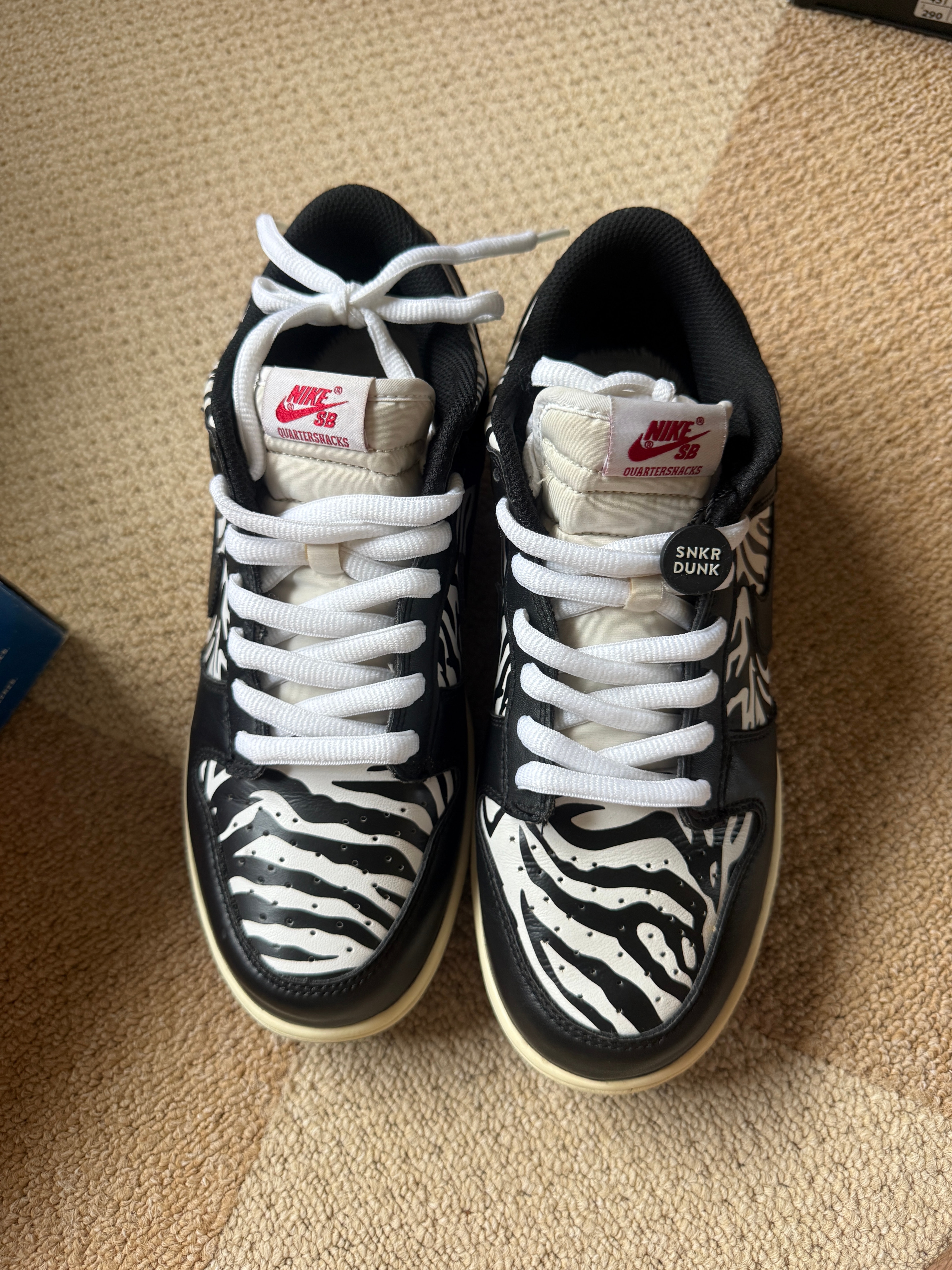 Quartersnacks × Nike SB Dunk Low "Zebra Cake/Safari"