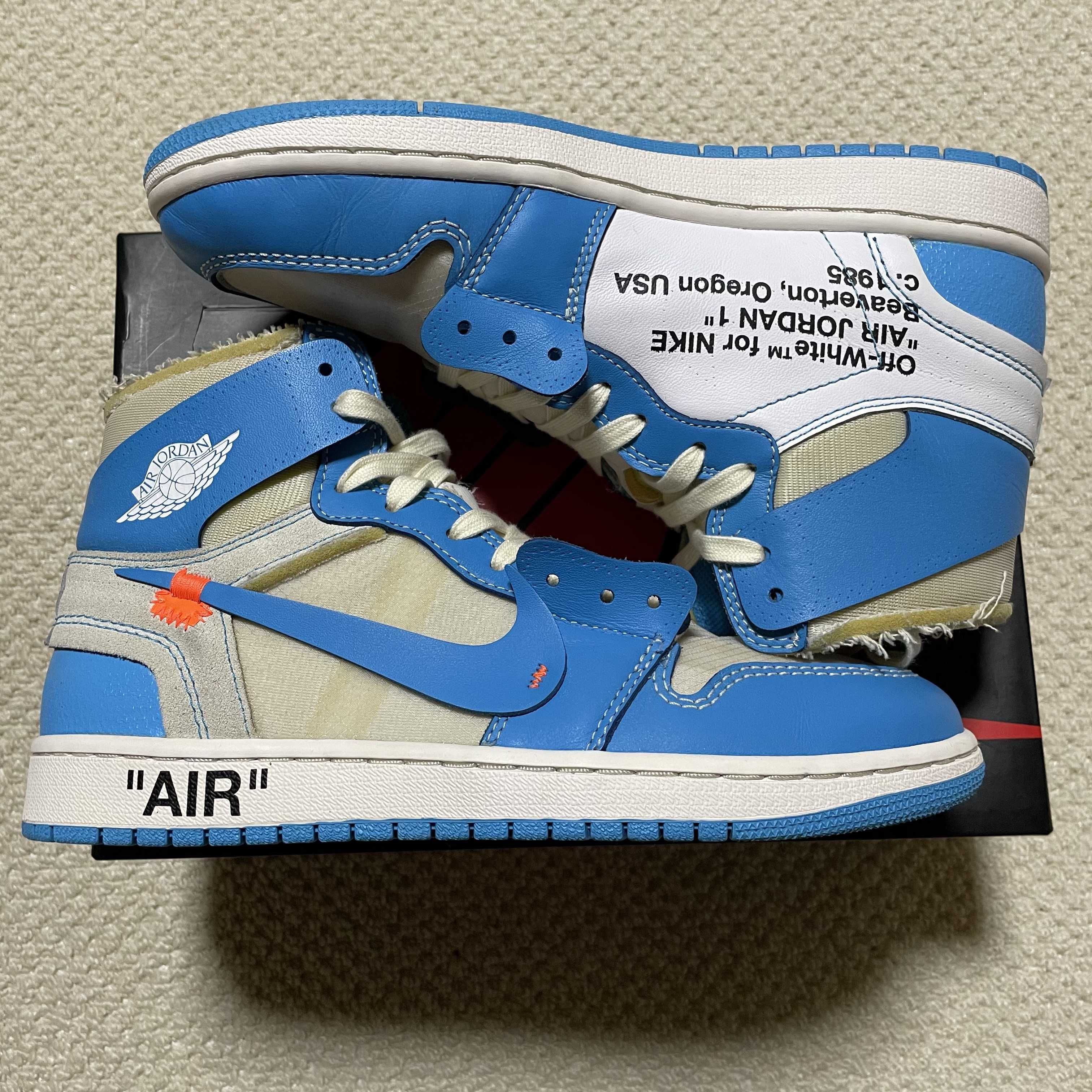 Off-White × Nike Air Jordan 1 High UNC "White/Dark Powder Blue"