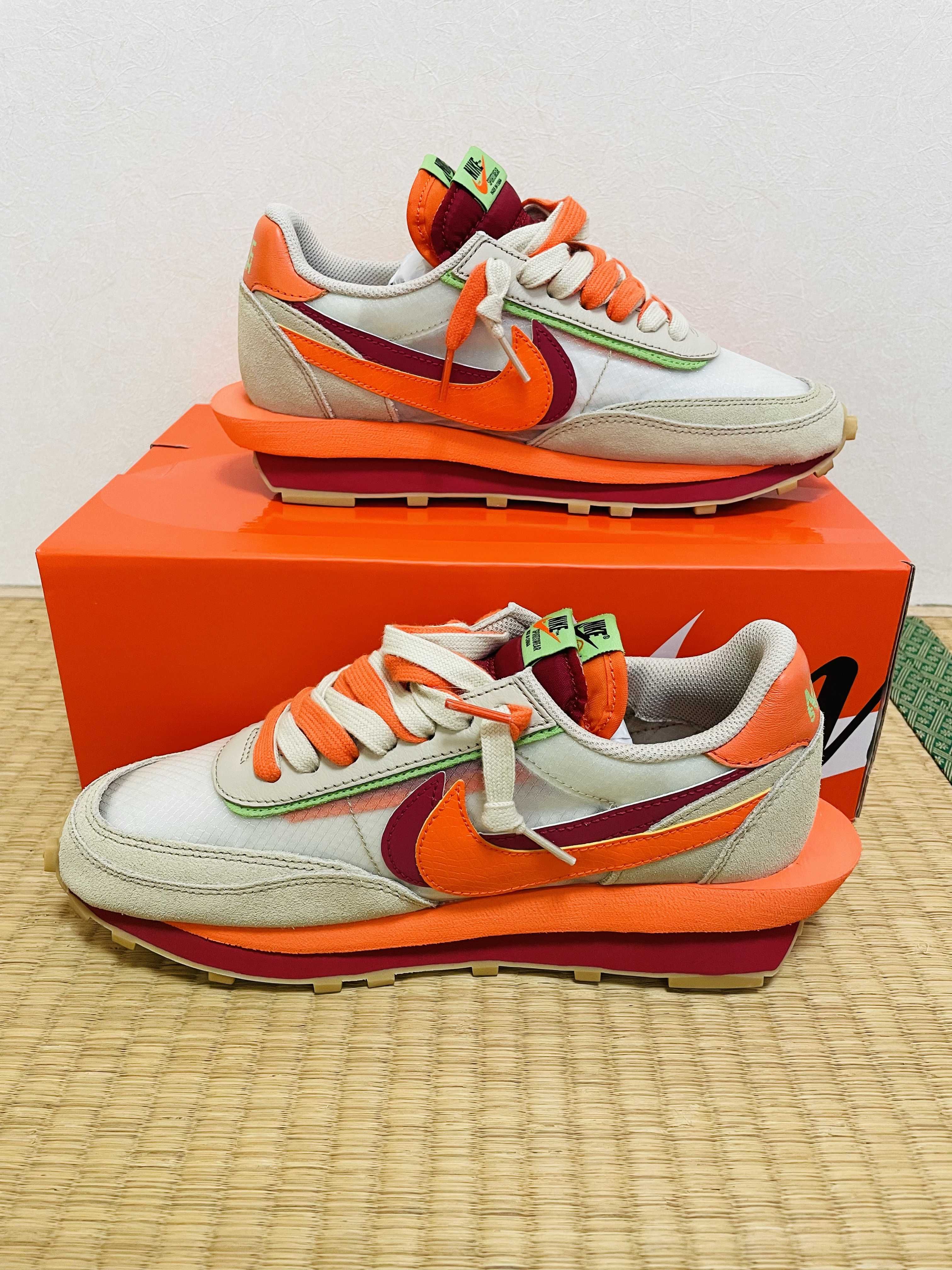 CLOT × Sacai × Nike LD Waffle "Orange Blaze"