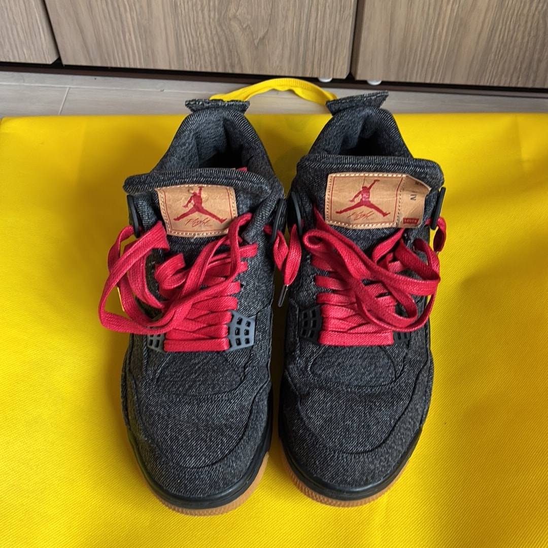 Levi's × Nike Air Jordan 4 "Black Denim" (Blank Tab)