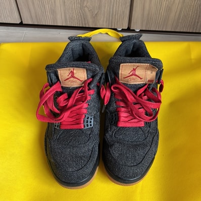Levi's × Nike Air Jordan 4 "Black Denim" (Blank Tab)
