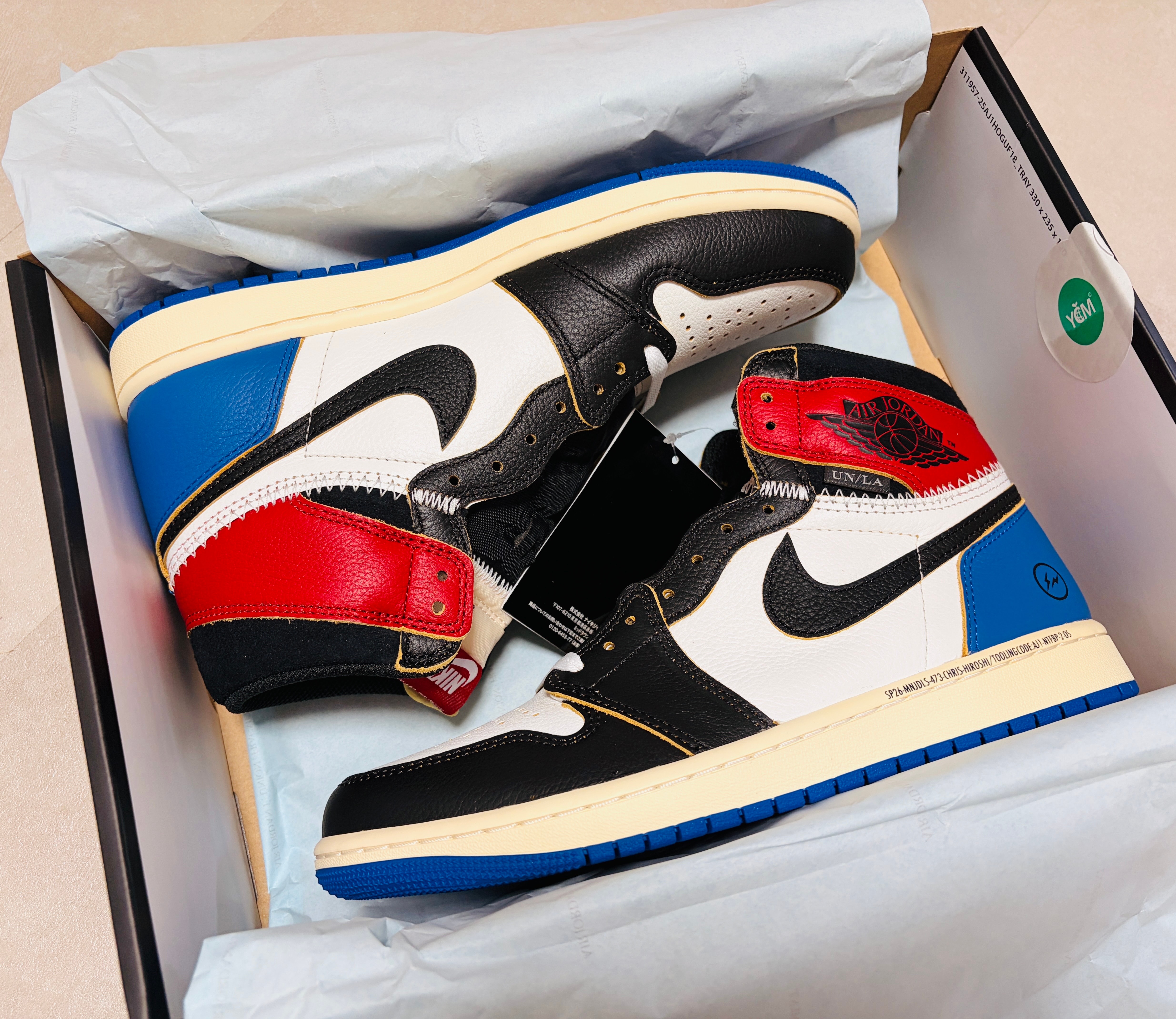 fragment design × UNION × Nike Air Jordan 1 High OG "Black/Varsity Red"