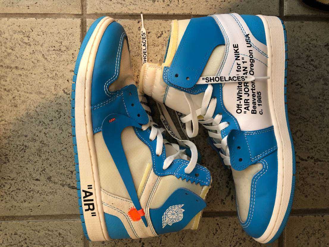 Off-White × Nike Air Jordan 1 High UNC "White/Dark Powder Blue"