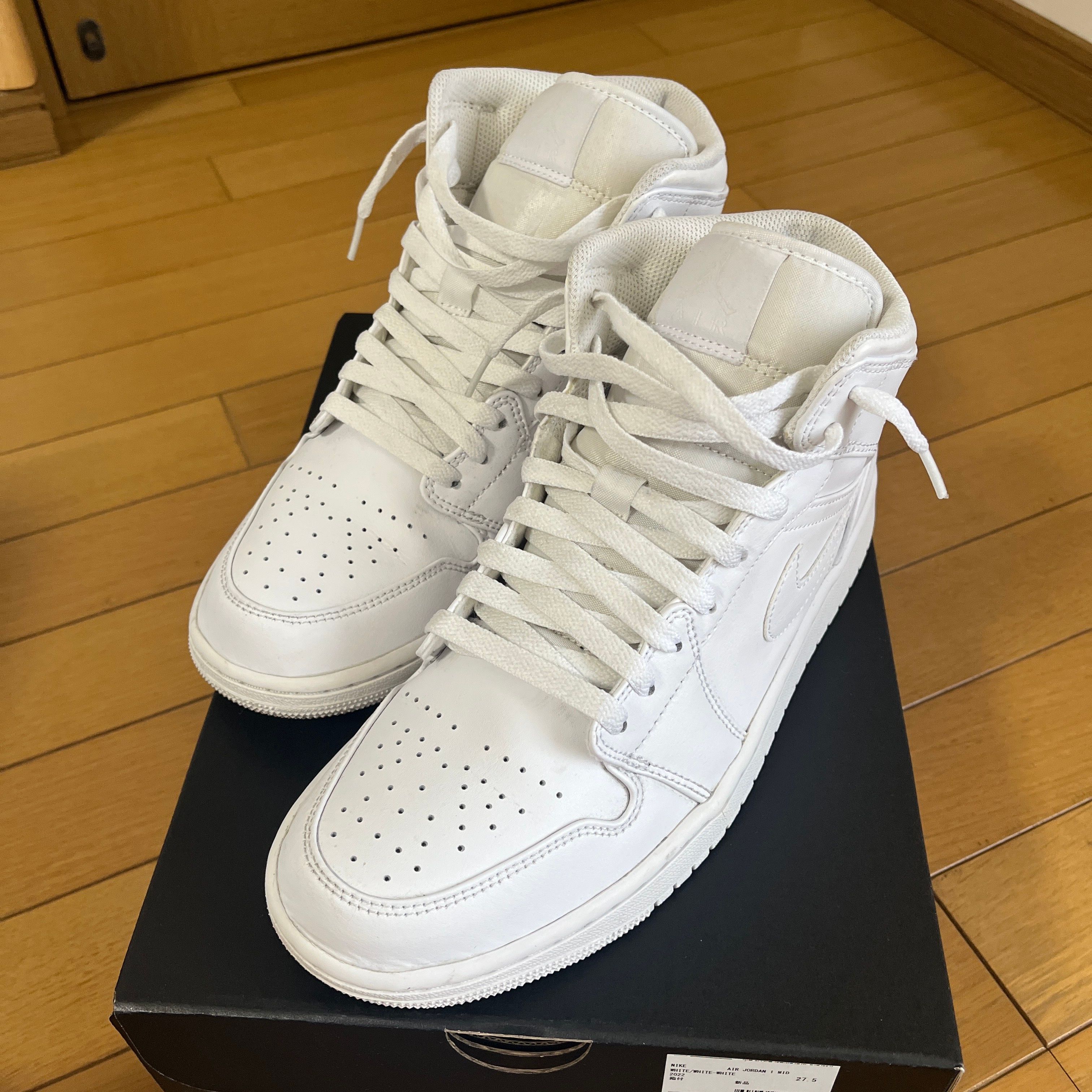 エアジョーダン1 mid トリプルホワイト27 ジョーダン1 mid ホワイト NIKE AIR JORDAN1 新品 トリプル