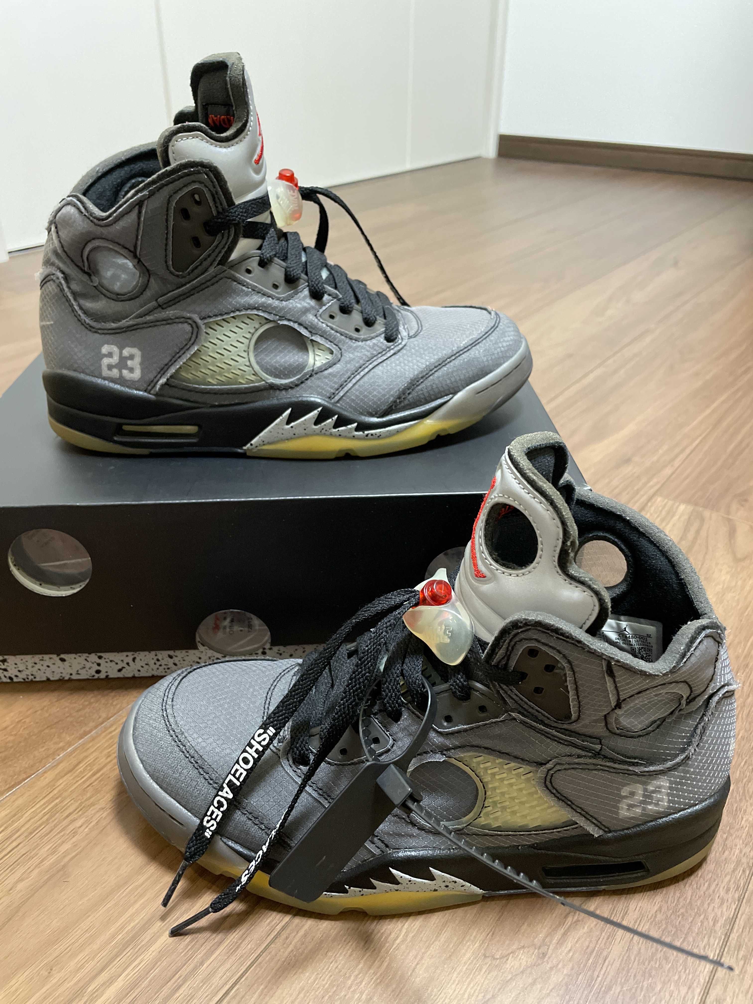 Off-White × Nike Air Jordan 5 "Black/Muslin/Fire Red"