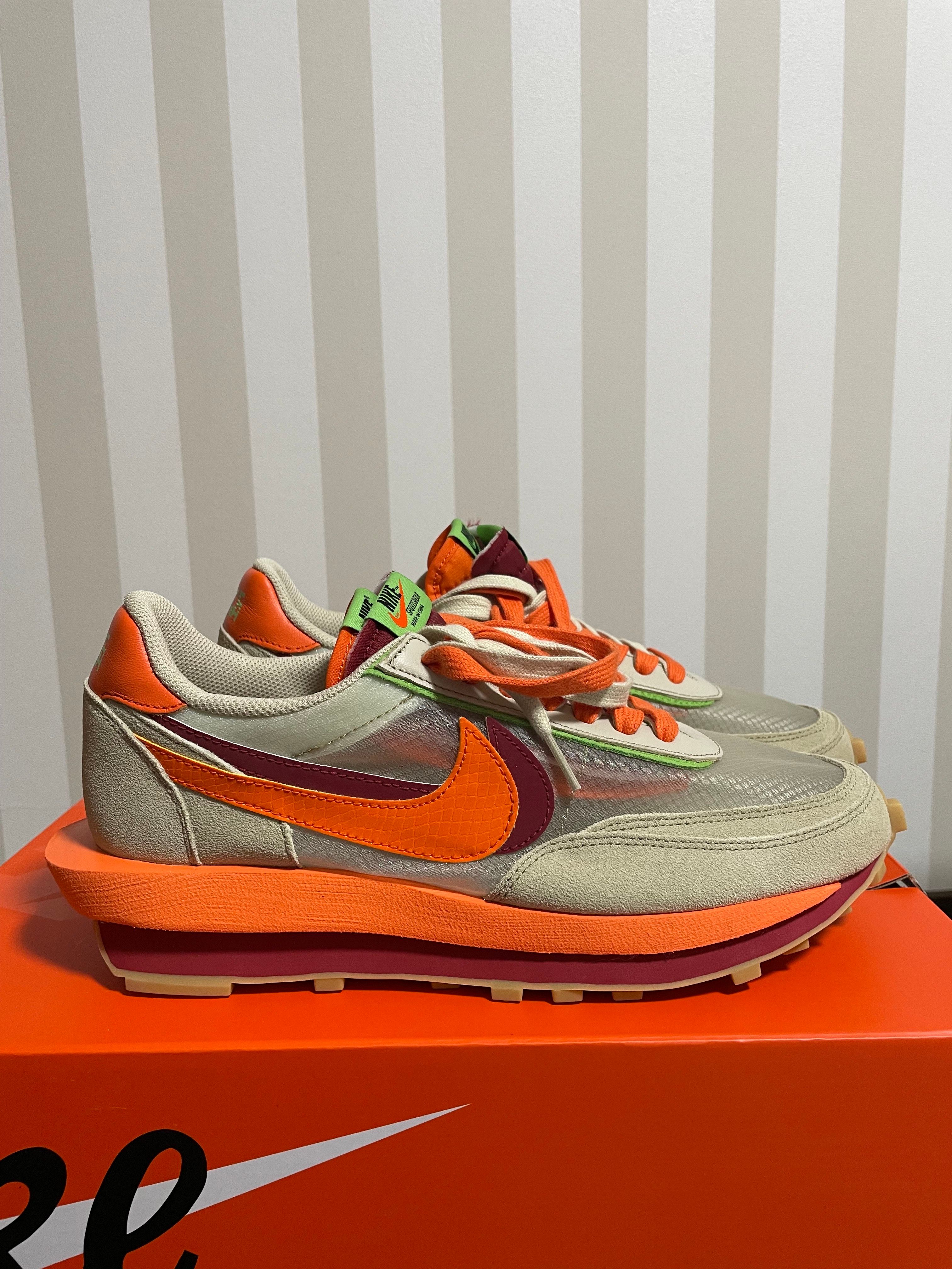 CLOT × Sacai × Nike LD Waffle "Orange Blaze"