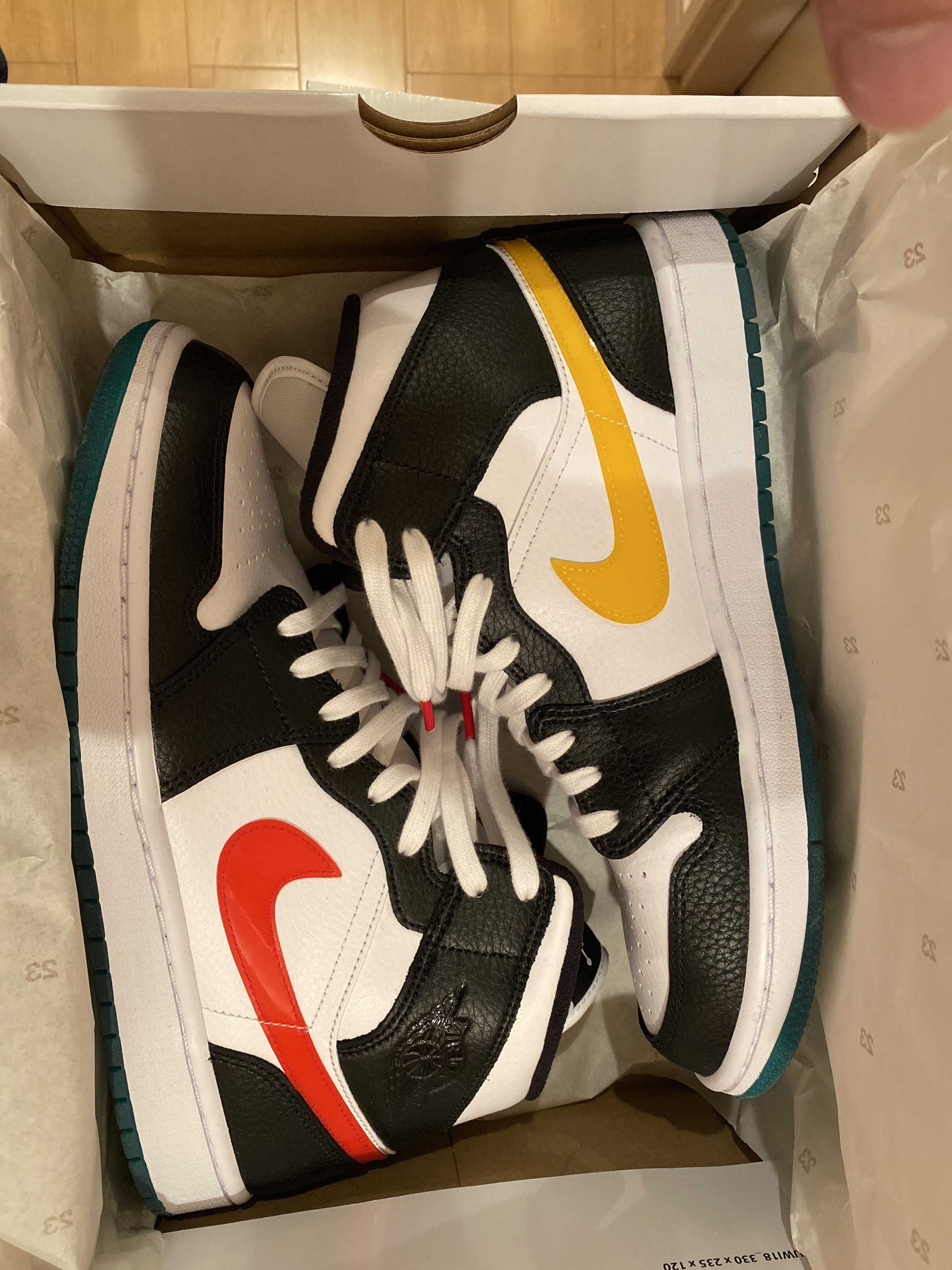 Nike Women's Air Jordan 1 Mid "White/Red/Yellow"