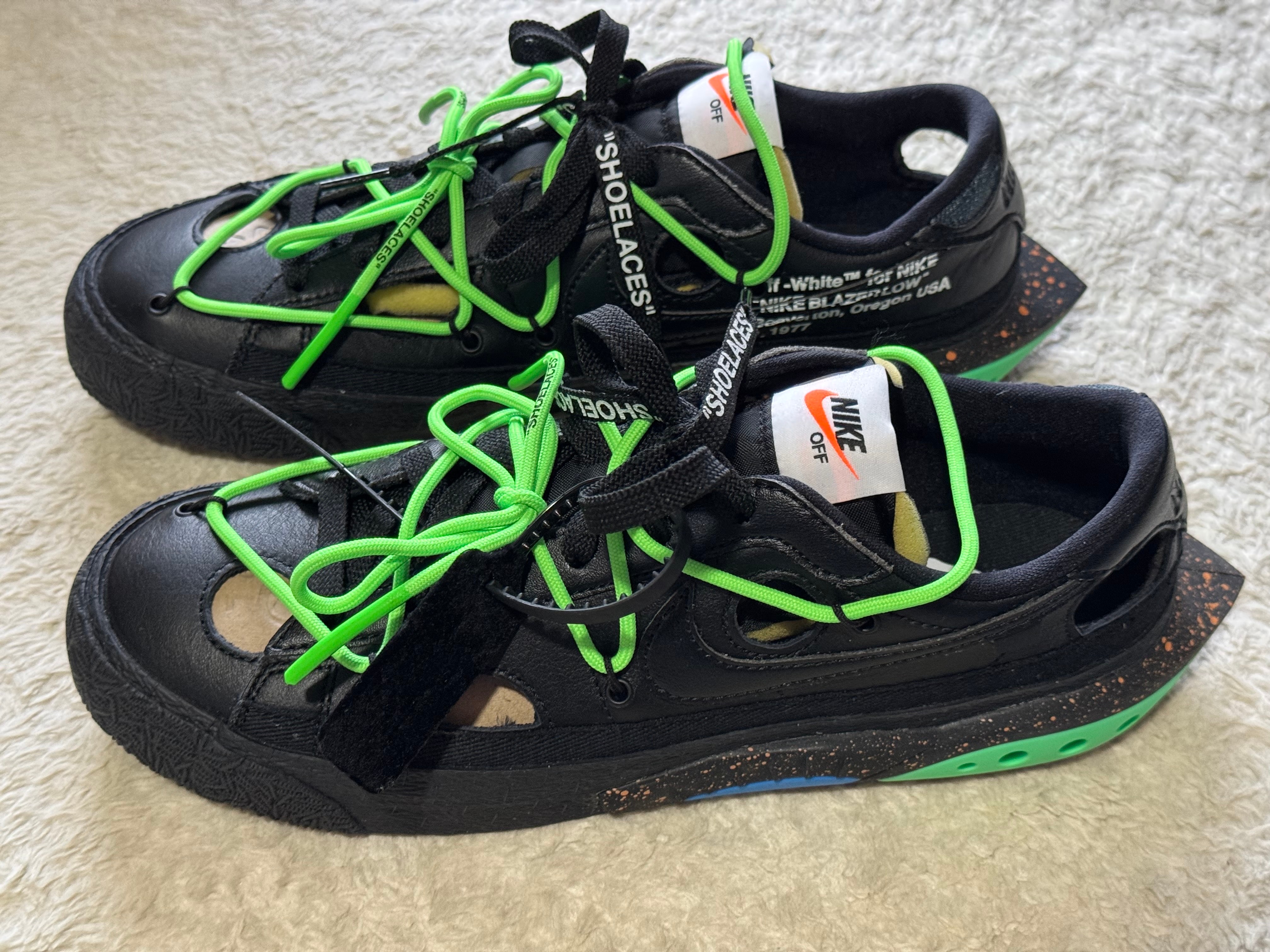 Off-White × Nike Blazer Low "Black and Electro Green"