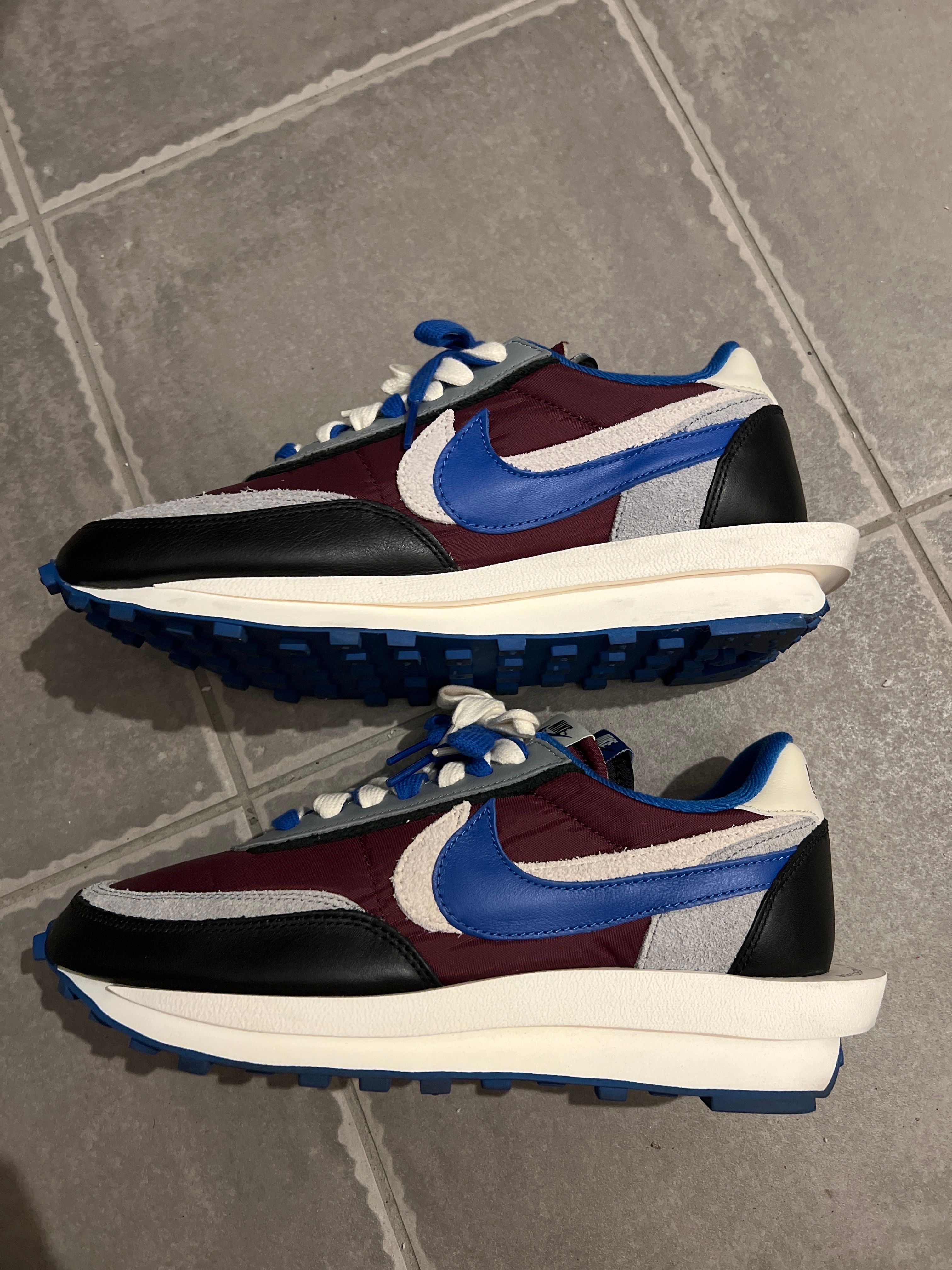 UNDERCOVER × sacai × Nike LD Waffle "Night Maroon/Pale Ivory-Ground Grey-Team Royal"