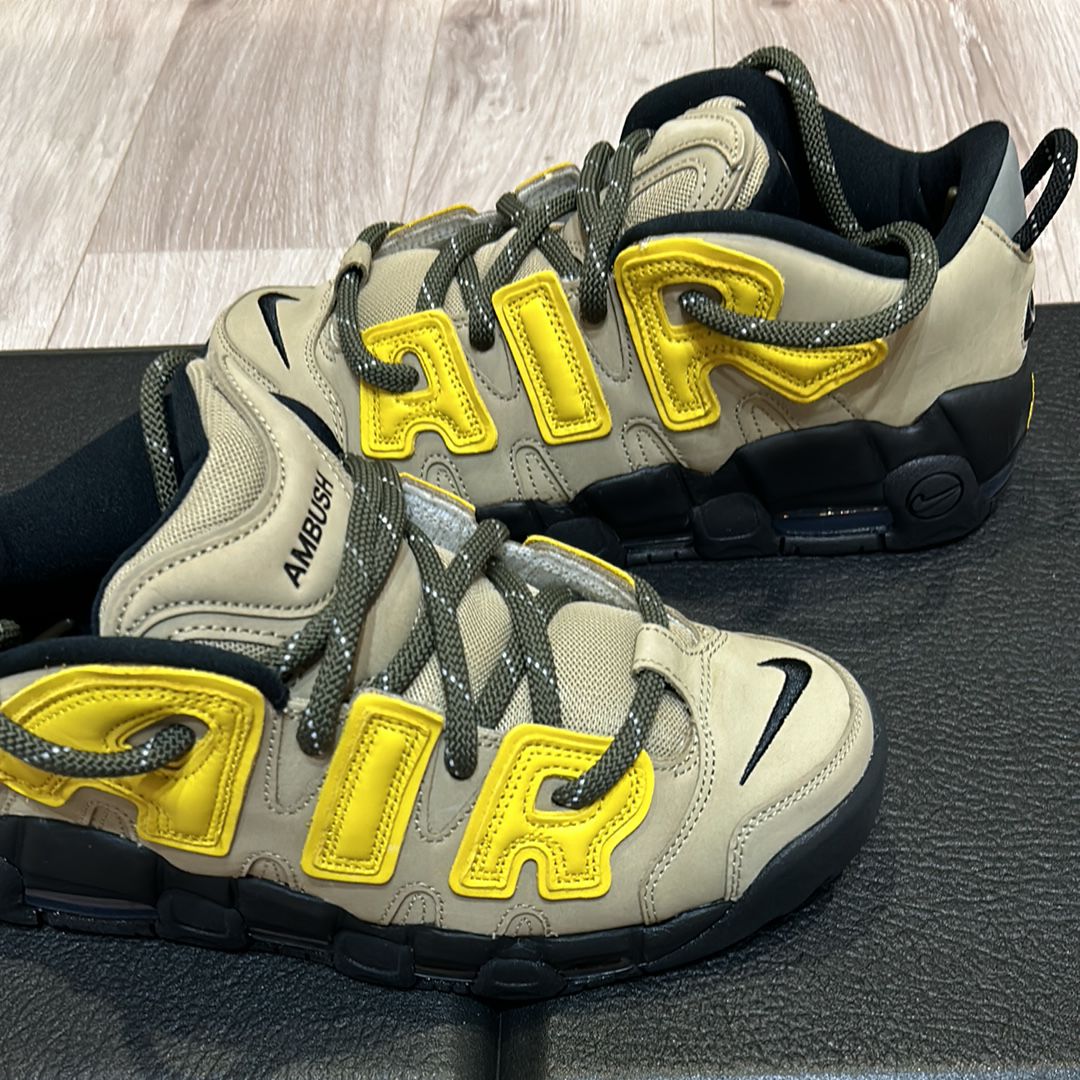 AMBUSH × Nike Air More Uptempo Low "Vivid Sulfur and Limestone"