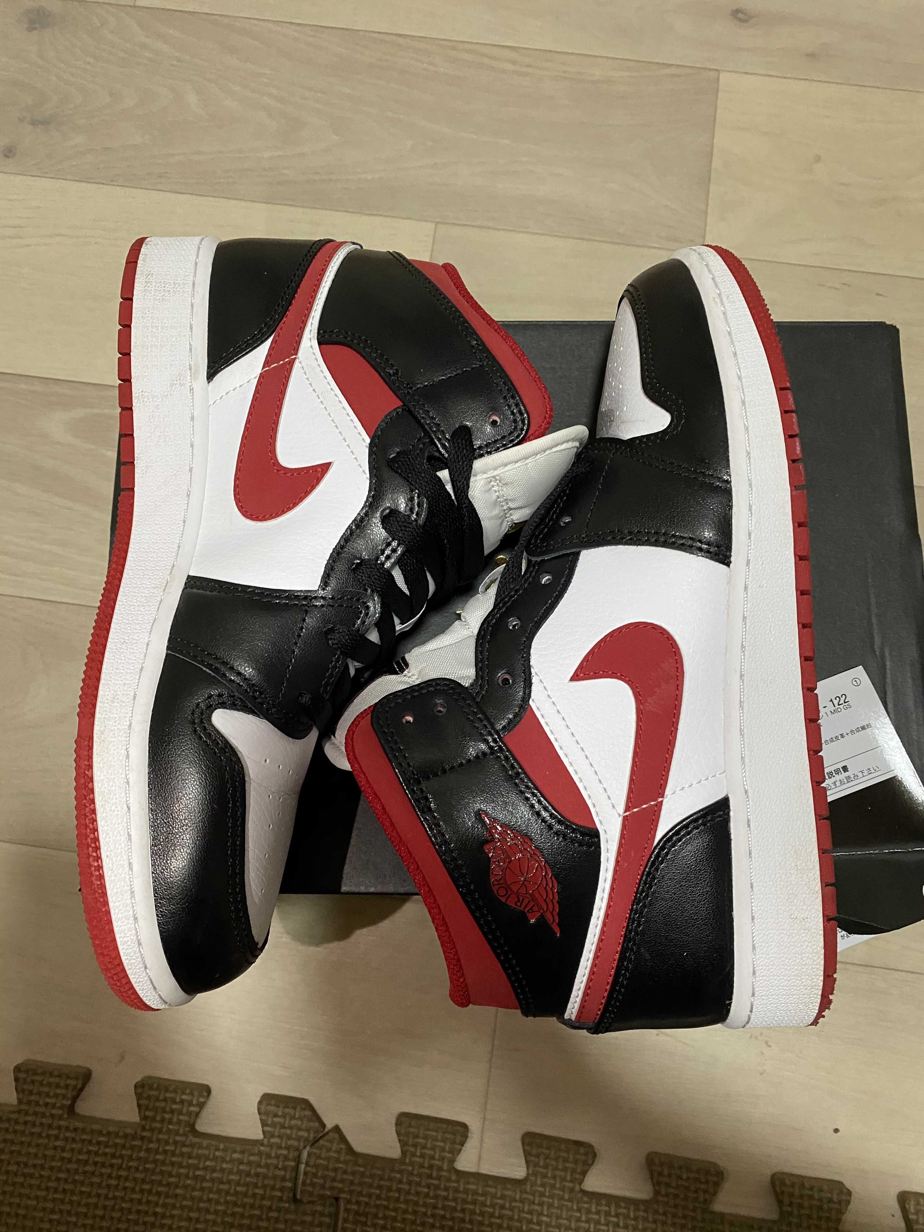 NIKE GS AIR JORDAN 1 MID "WHITE/GYM RED/BLACK"