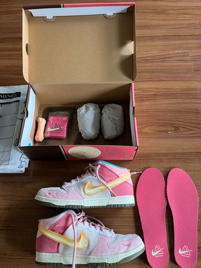 Social Status × Nike Dunk Mid "Strawberry Milk"