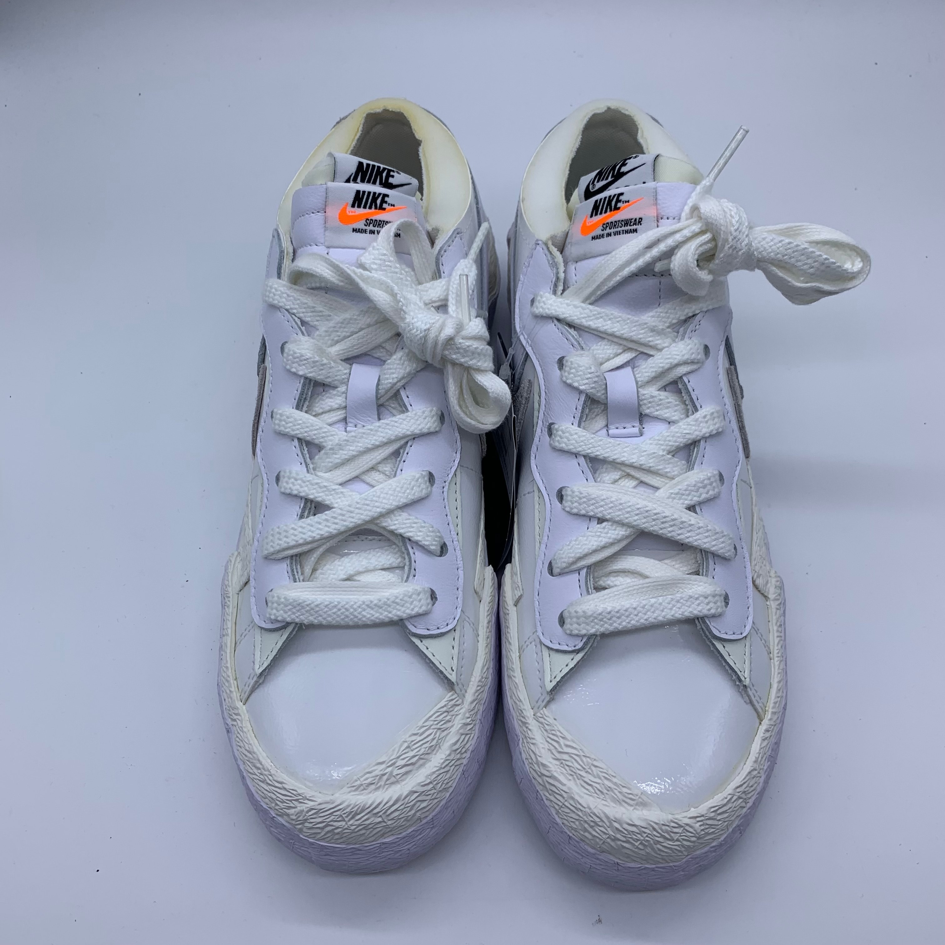sacai × Nike Blazer Low "White Patent Leather"