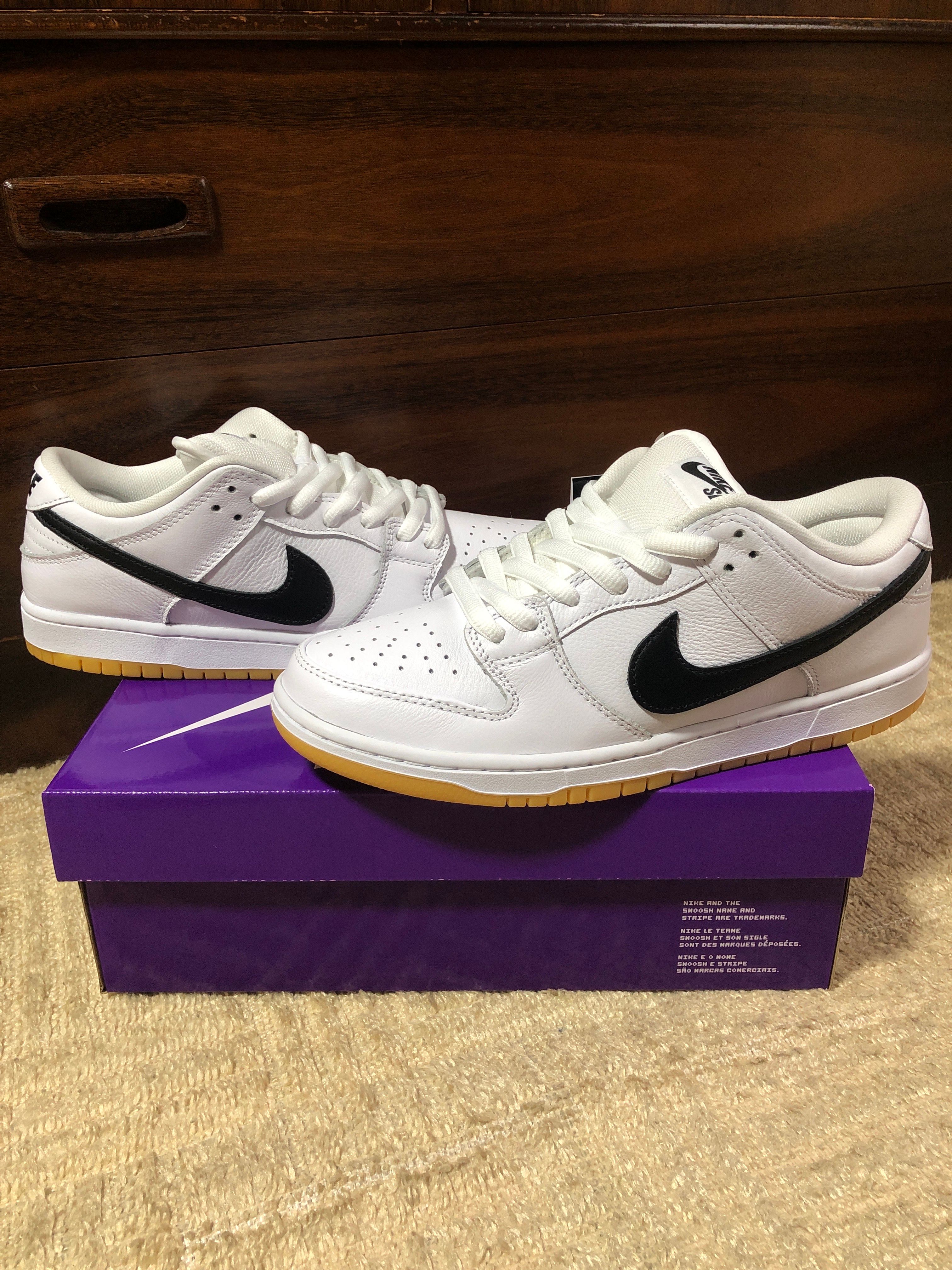 Nike SB Dunk Low Pro "White/Black-White-Gum Light Brown"
