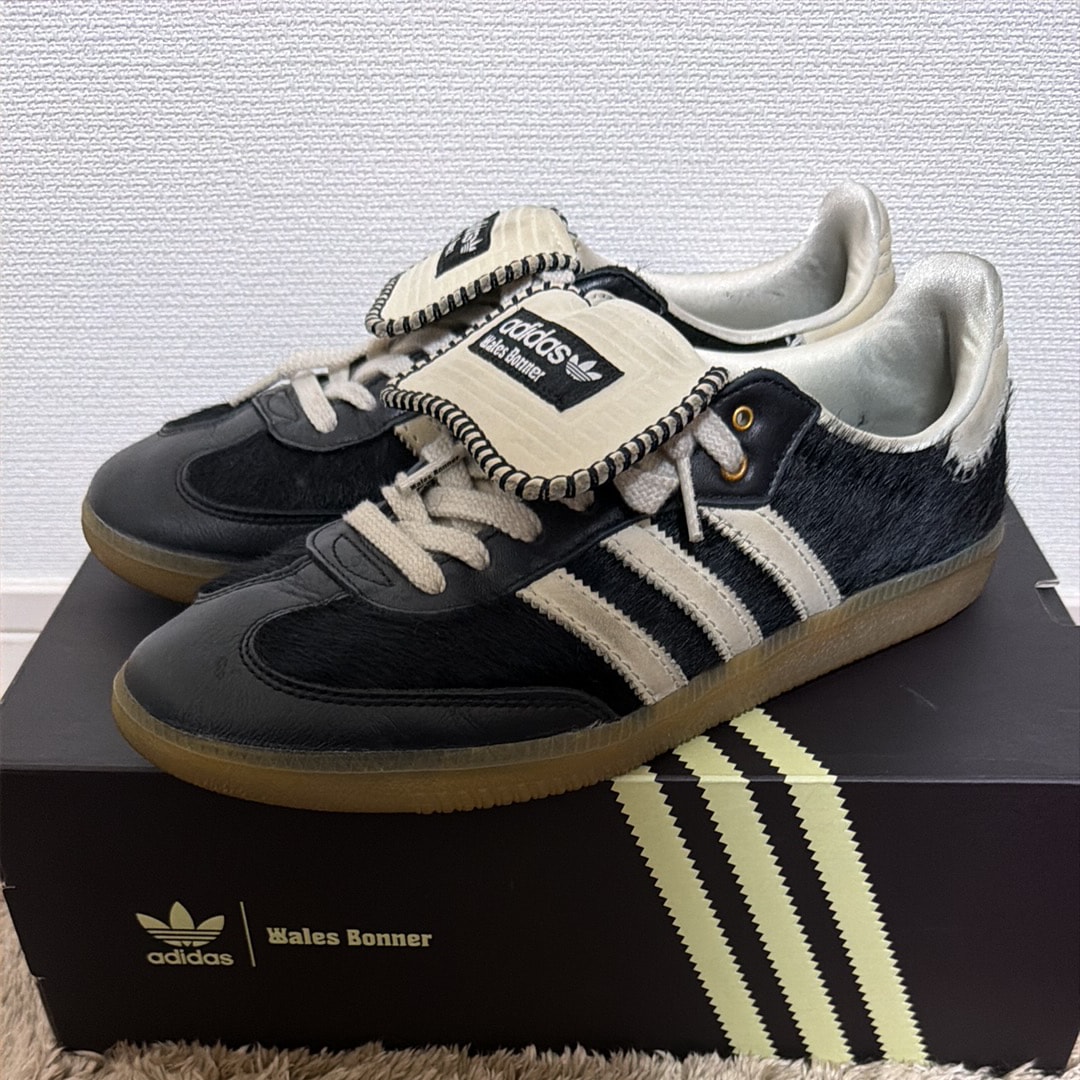 Wales Bonner × adidas Samba Pony Tonal Low "Core Black/Cream White"