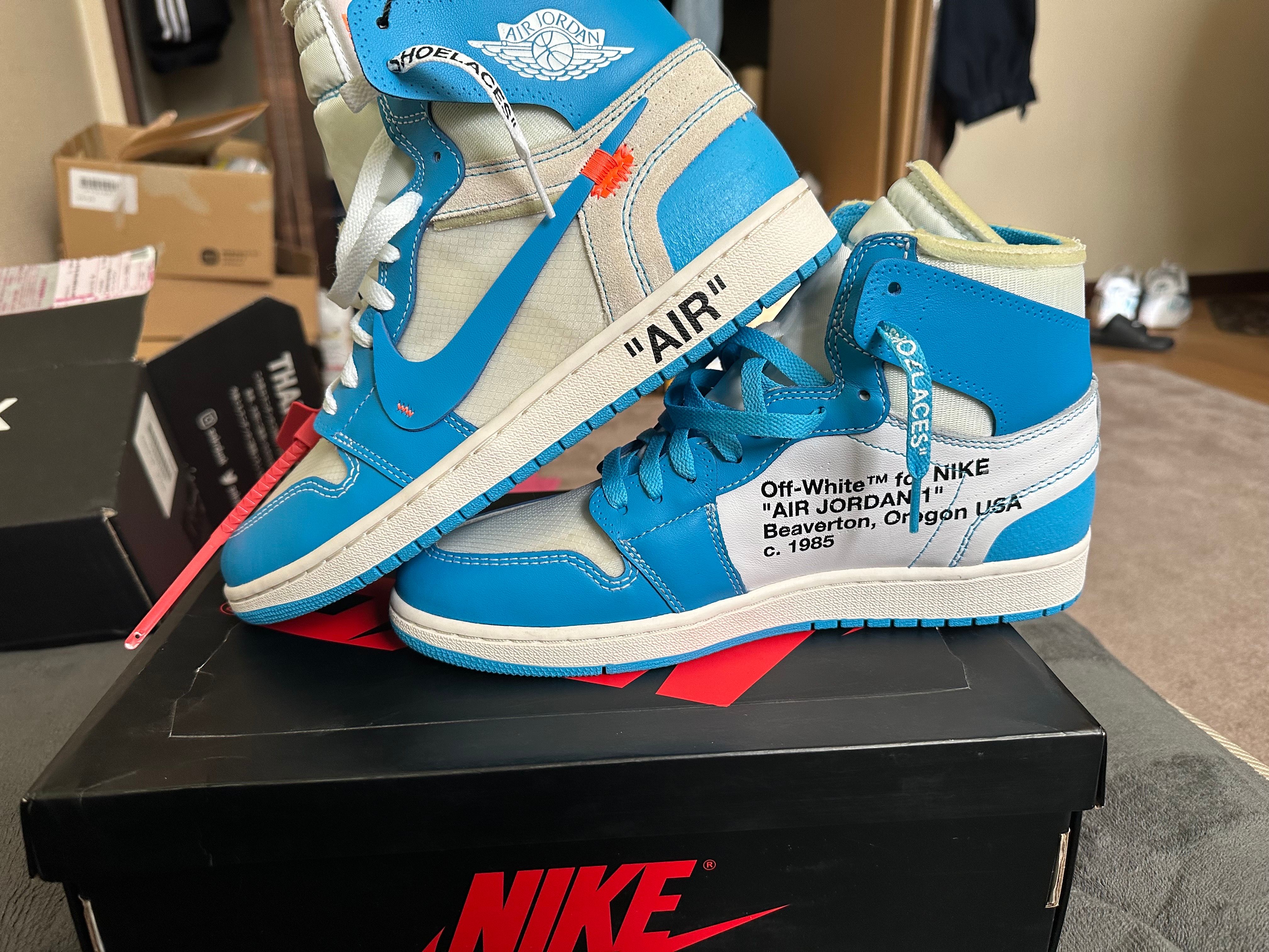 Off-White × Nike Air Jordan 1 High UNC "White/Dark Powder Blue"
