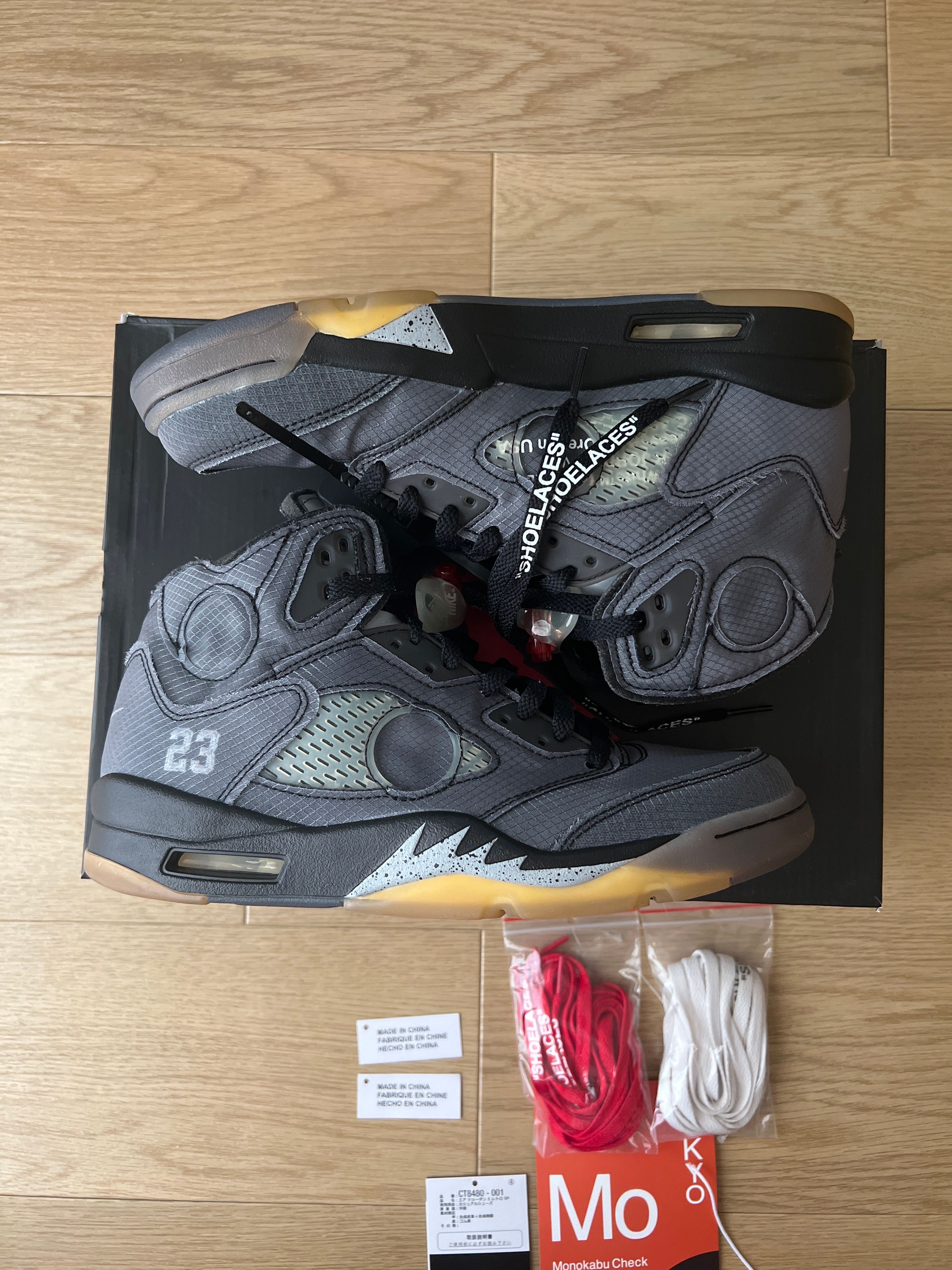 Off-White × Nike Air Jordan 5 "Black/Muslin/Fire Red"
