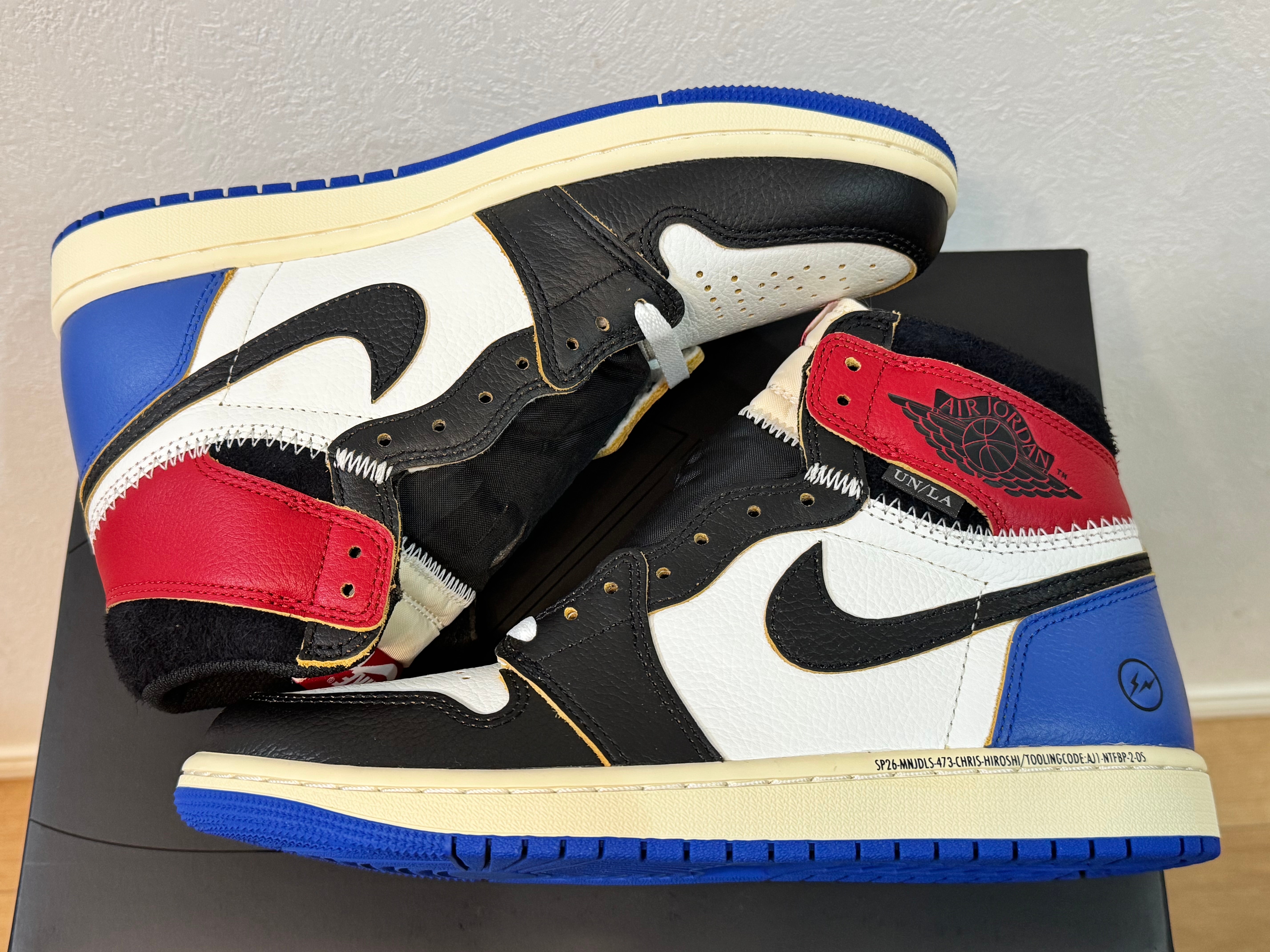 fragment design × UNION × Nike Air Jordan 1 High OG "Black/Varsity Red"