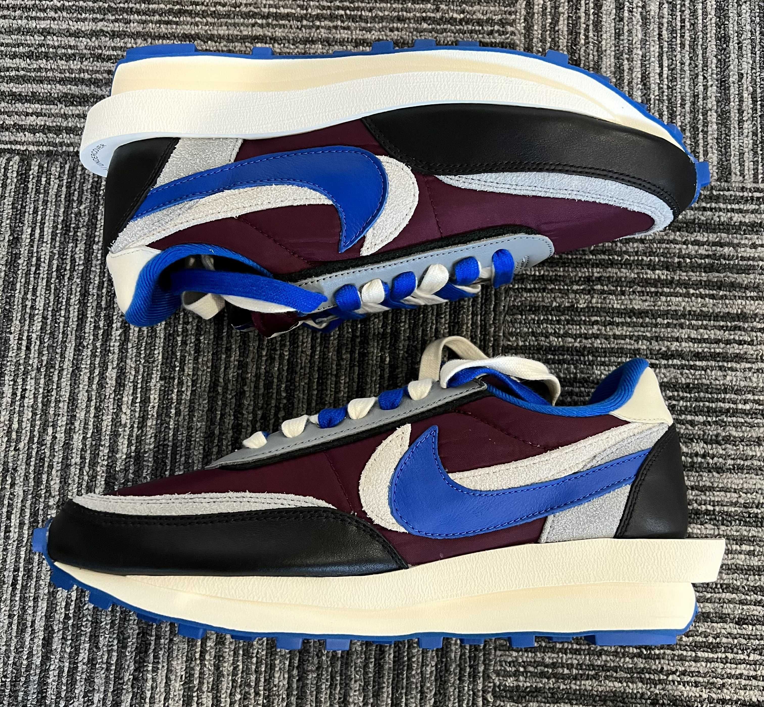UNDERCOVER × sacai × Nike LD Waffle "Night Maroon/Pale Ivory-Ground Grey-Team Royal"