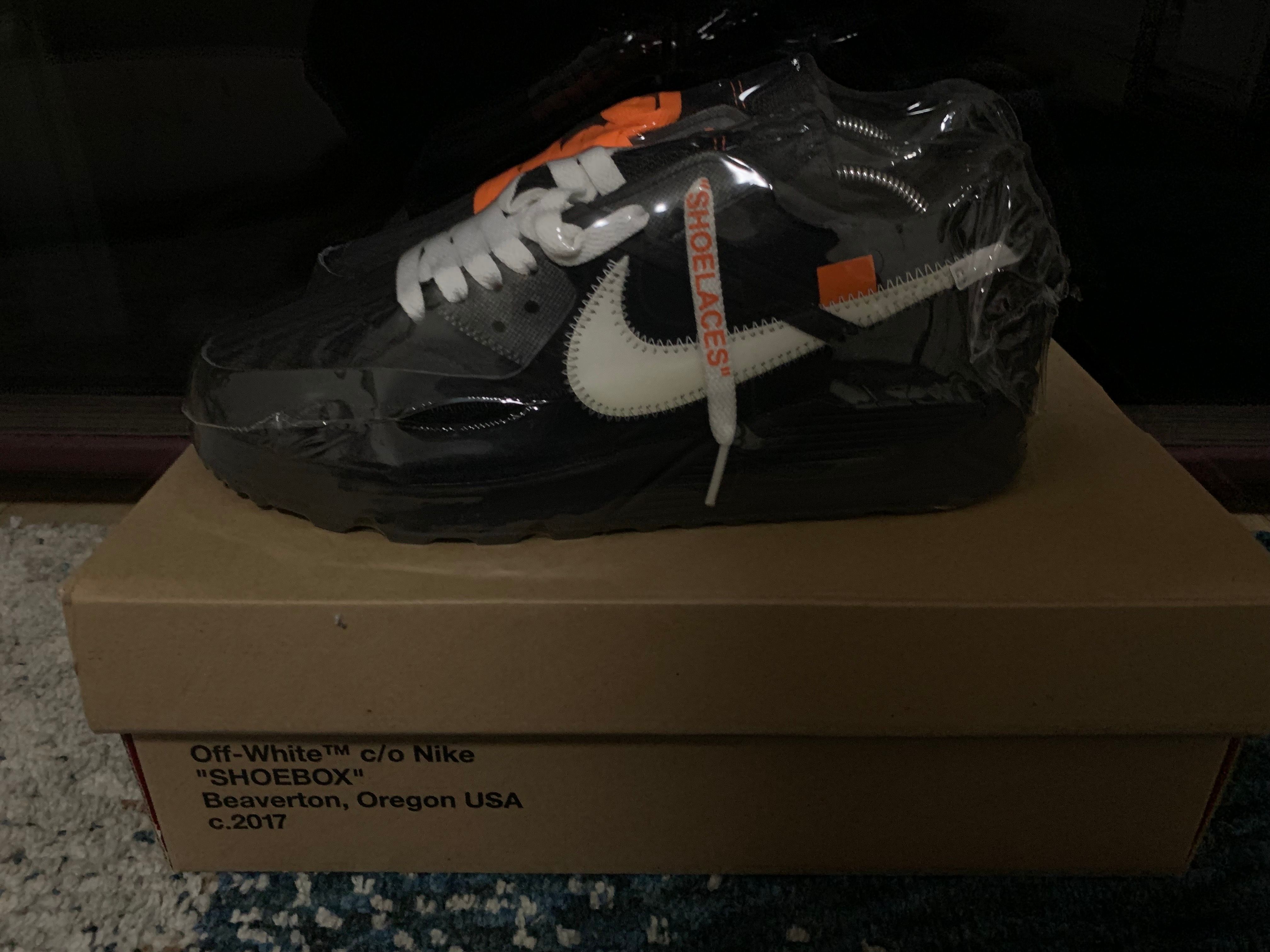 Off-White × Nike Air Max 90 "Black/Black-Cone-White"