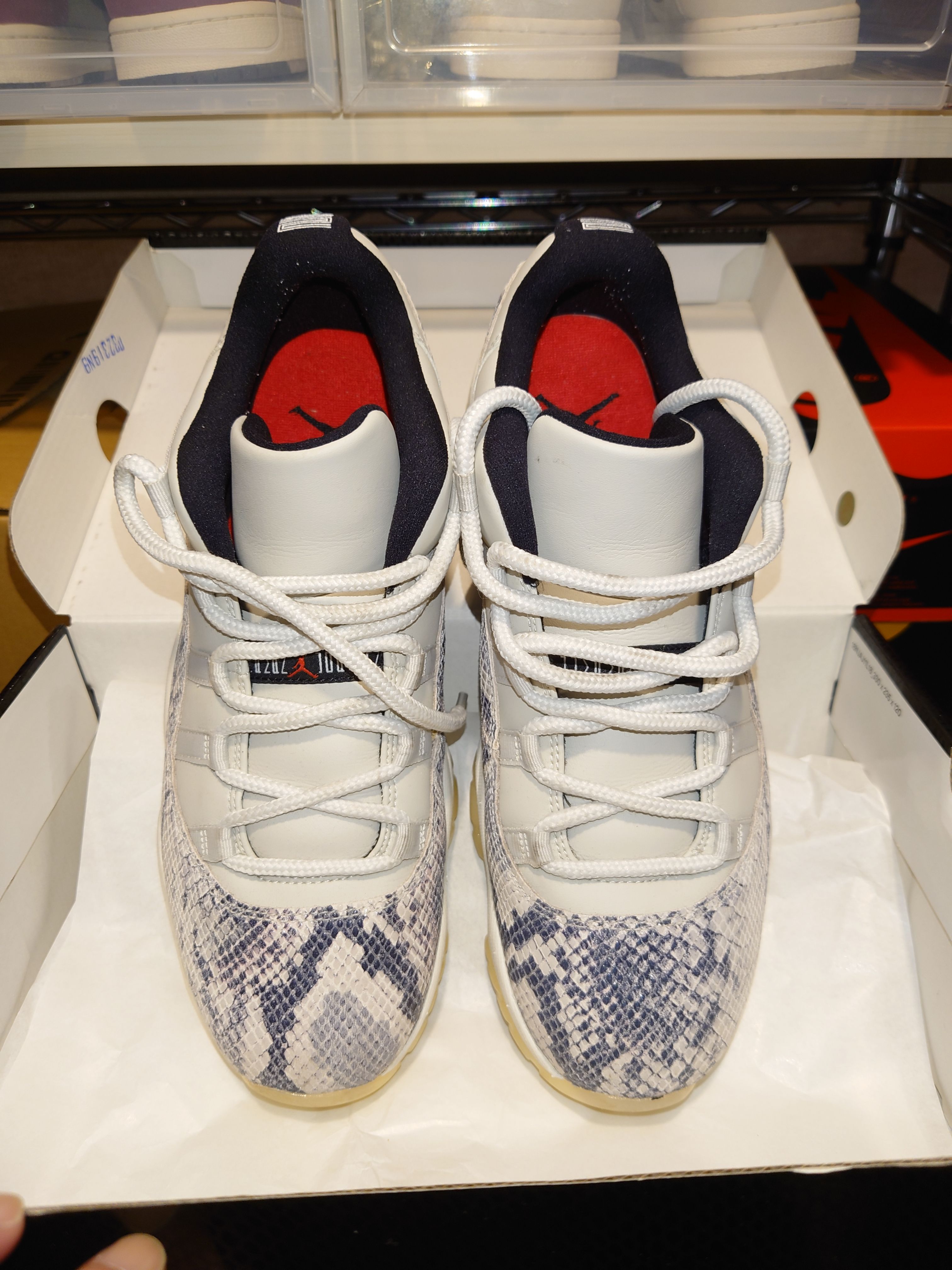 Nike Air Jordan 11 Low Snakeskin "Light Bone/University Red/Sail/Black"