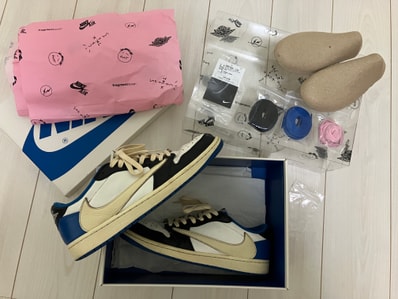 Travis Scott × fragment design × Nike Air Jordan 1 Low OG SP "Military Blue"