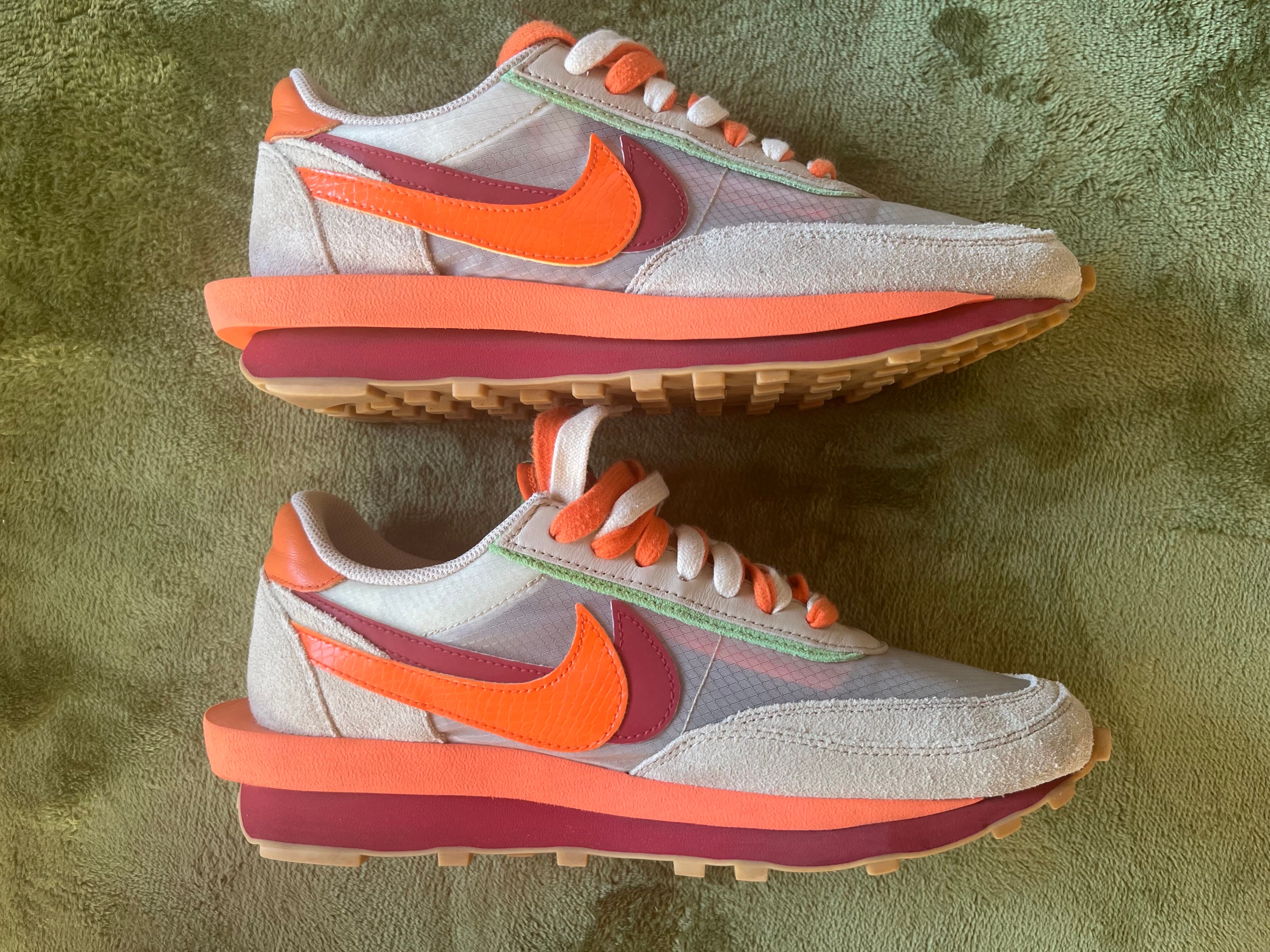 CLOT × Sacai × Nike LD Waffle "Orange Blaze"