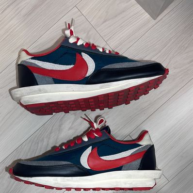 UNDERCOVER × sacai × Nike LD Waffle "Midnight Spruce/Pale Ivory-Dark Grey-University Red"