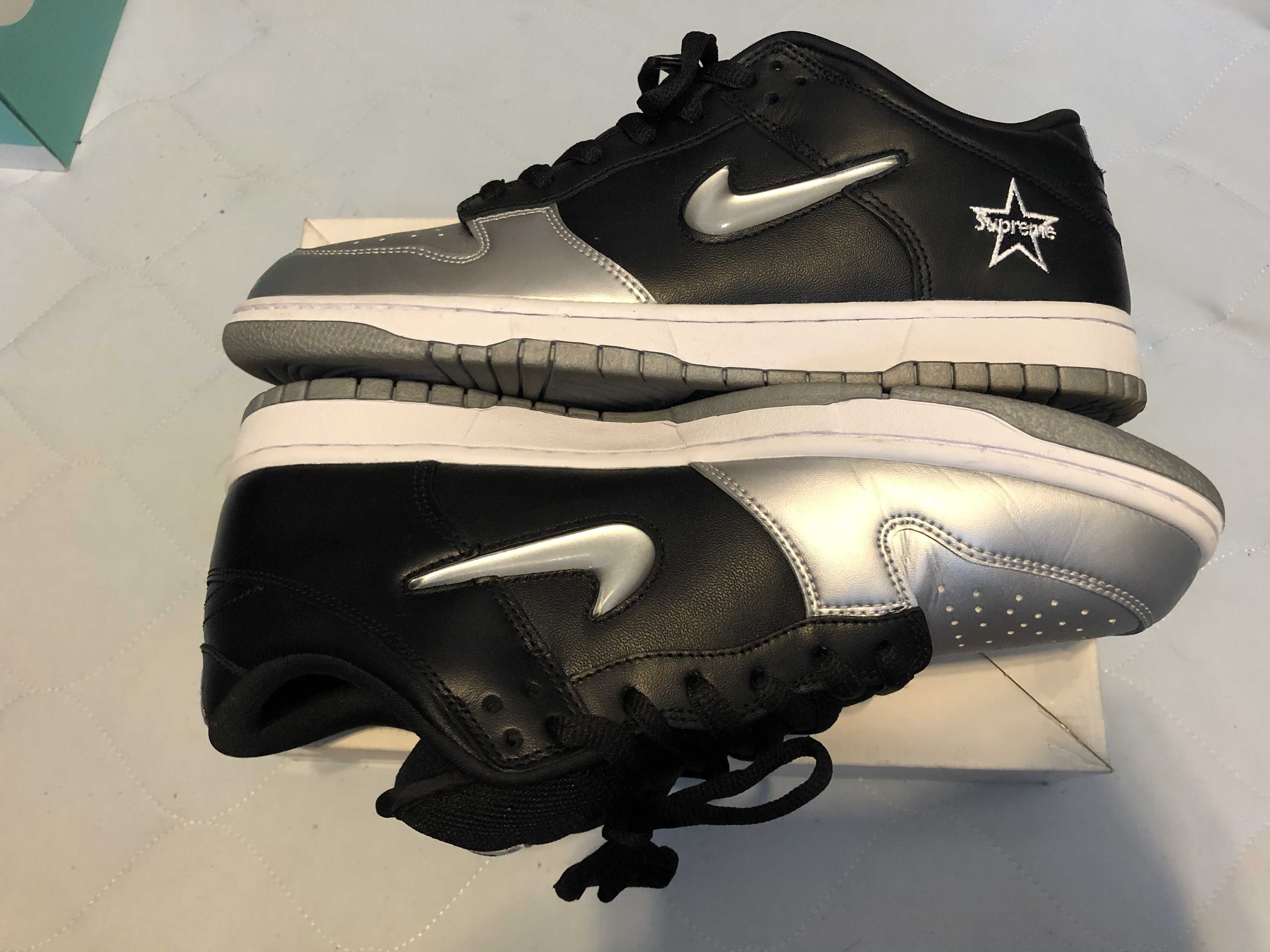 Supreme × Nike Dunk Low "Metallic Silver/Black"