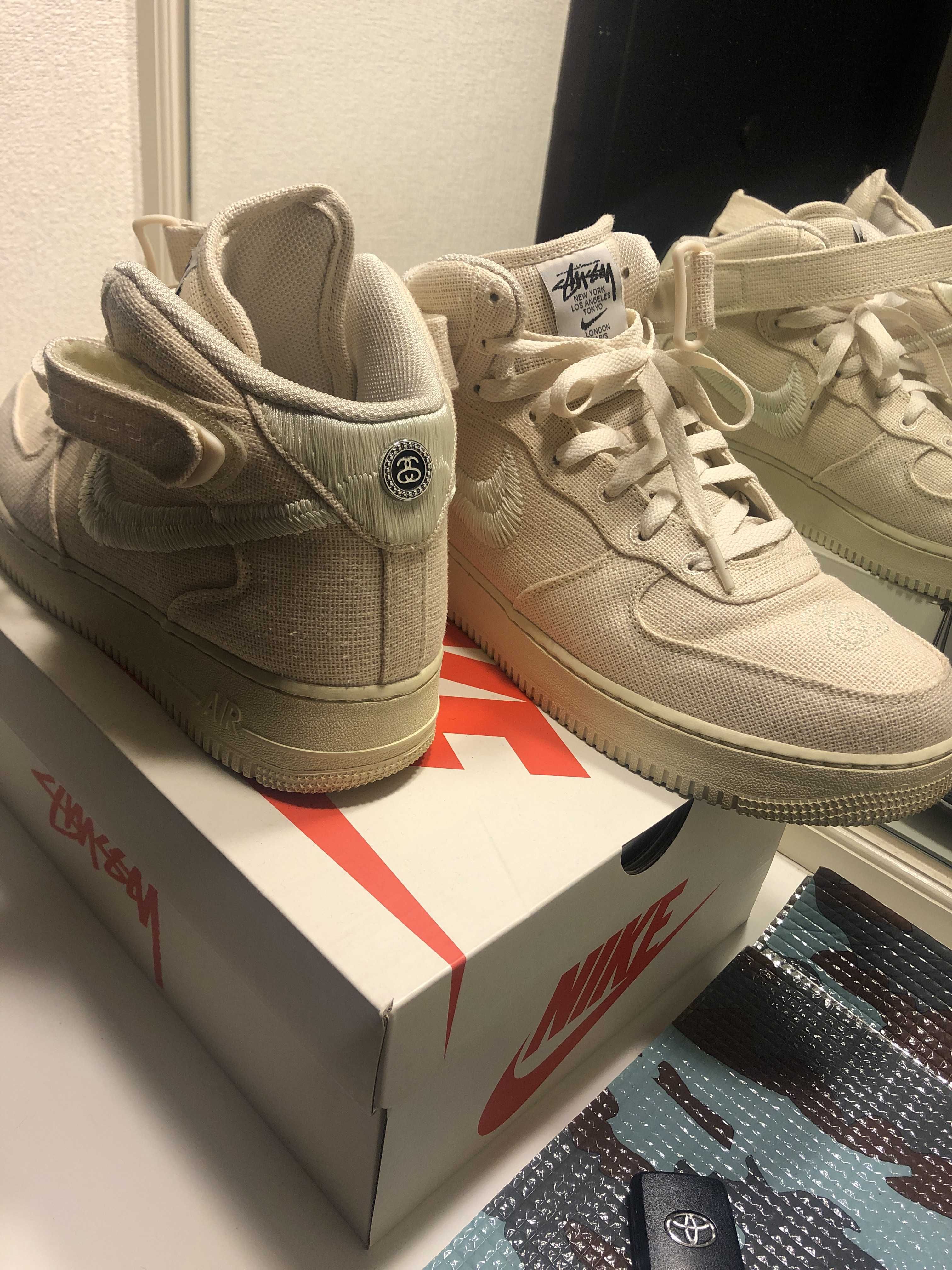 Stussy × Nike Air Force 1 Mid "Fossil Stone"