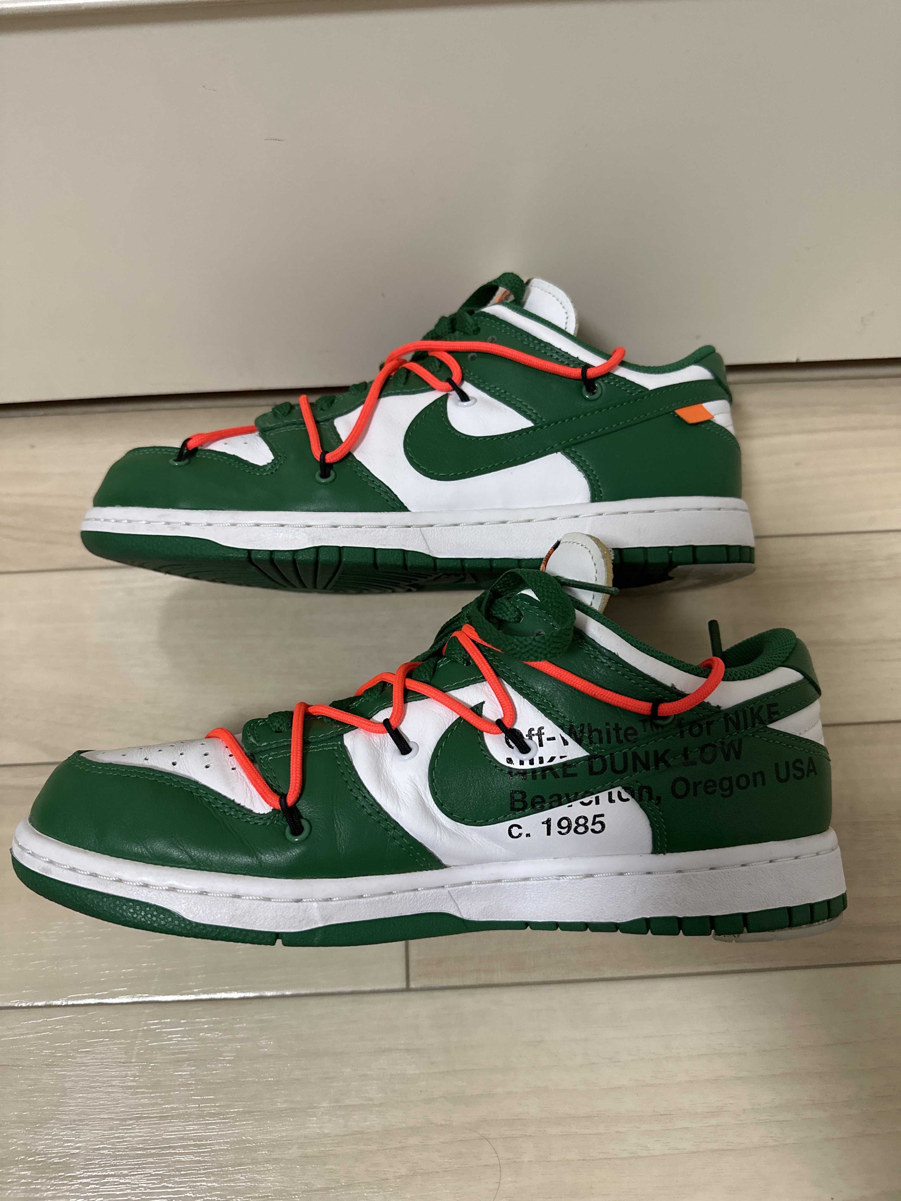 Off-White × Nike Dunk Low "White/Pine Green"