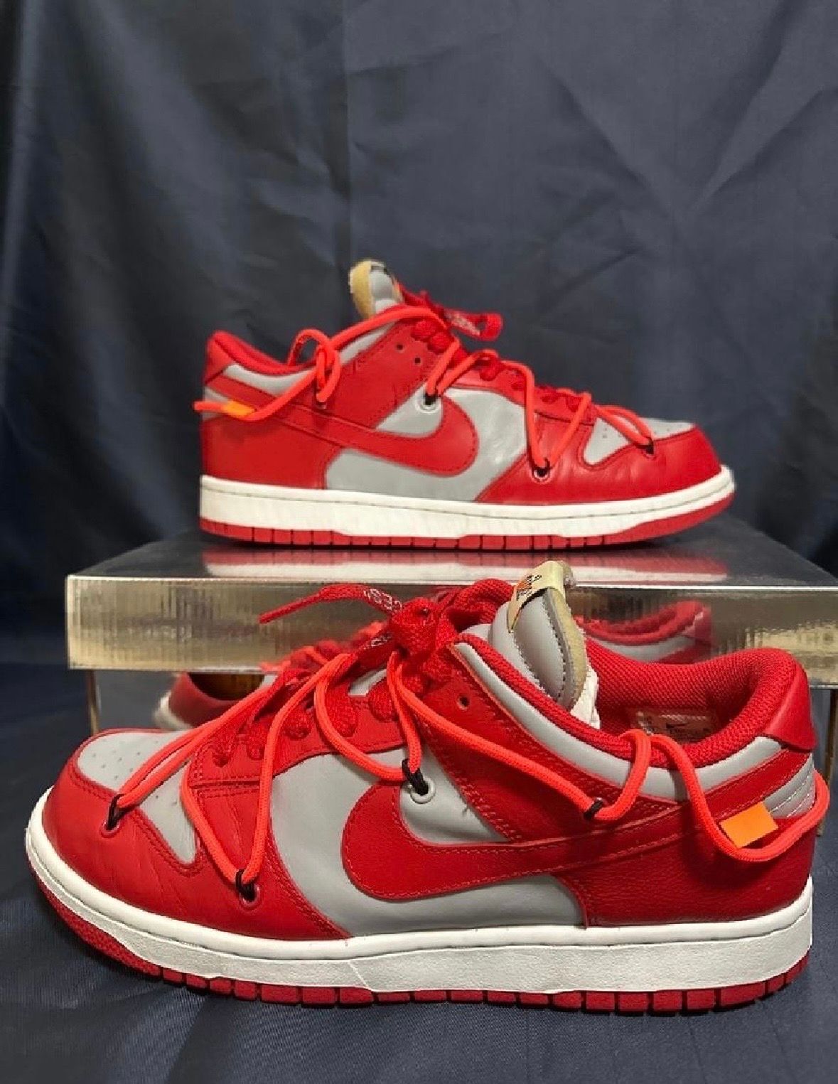 Off-White × Nike Dunk Low "University Red/Wolf Grey"