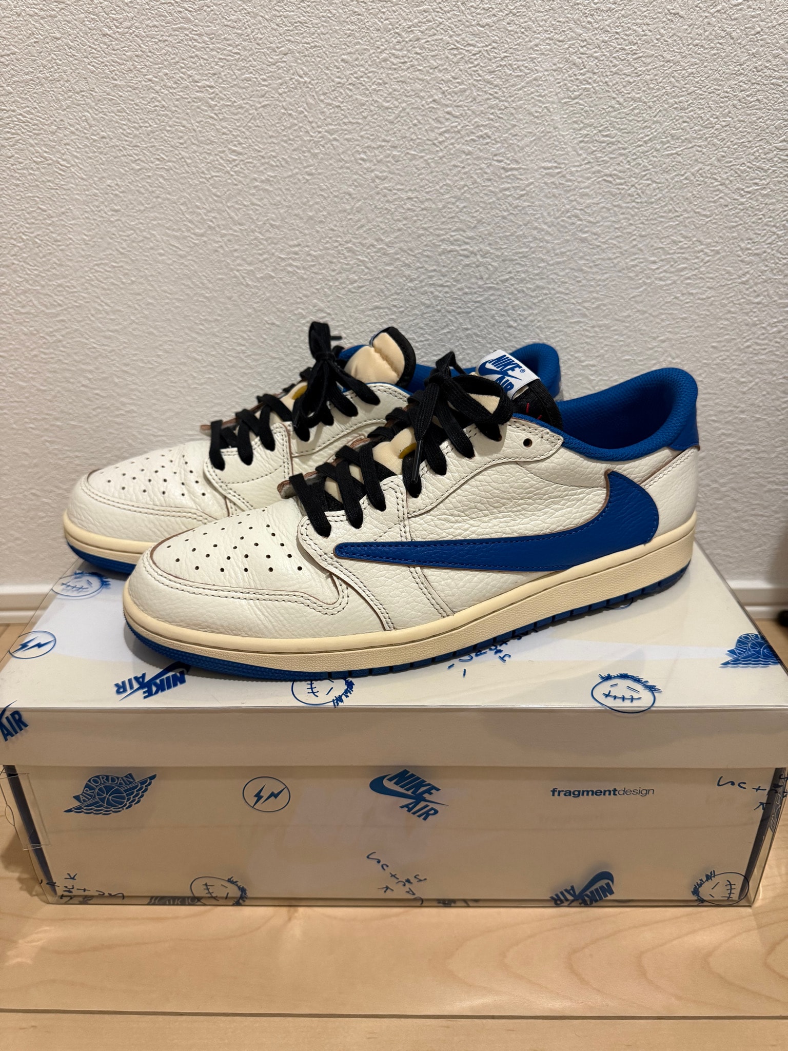 Travis Scott × fragment design × Nike Air Jordan 1 Low OG "Sail/Military Blue"