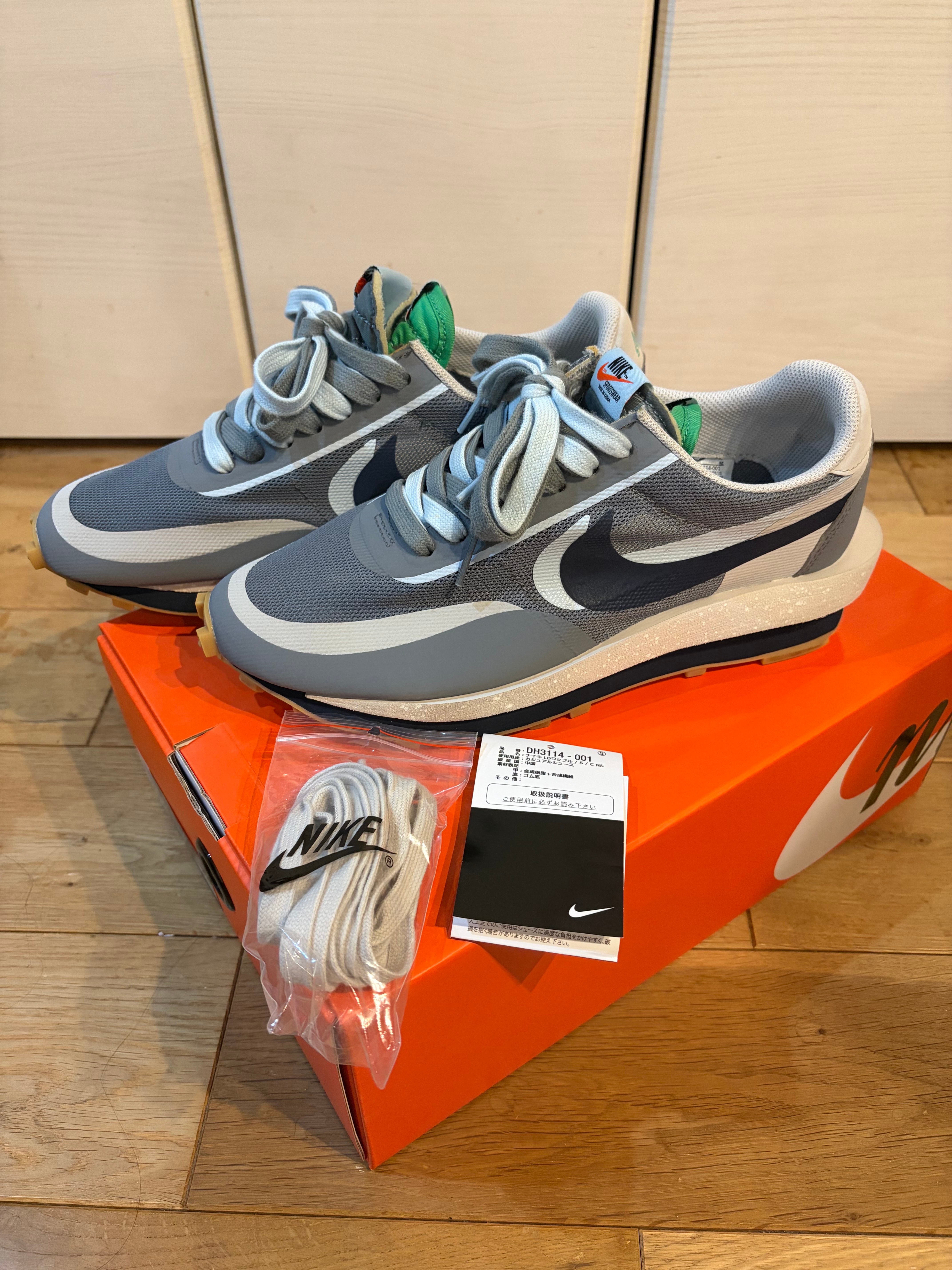 CLOT × Sacai × Nike LD Waffle "Grey Obsidian/Cool Grey"