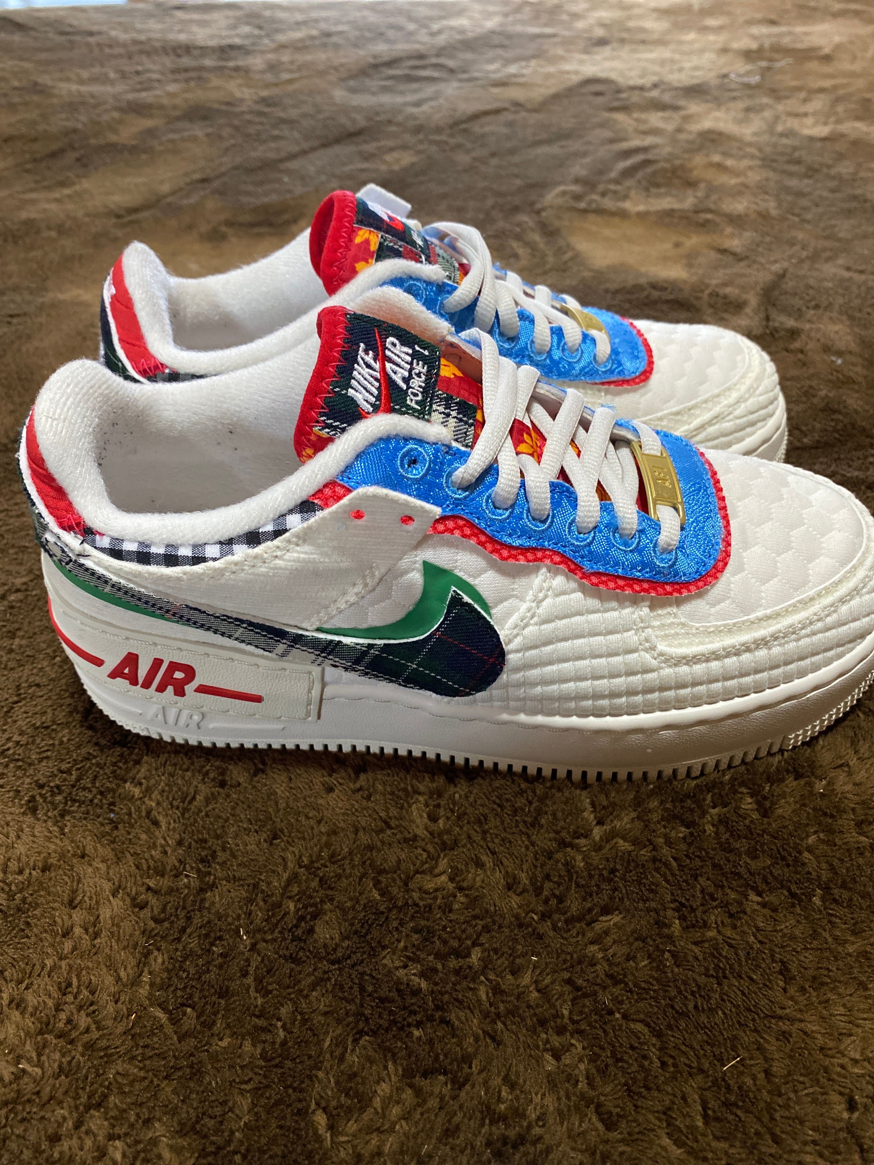 Nike Women's Air Force 1 Low Shadow "Sail/Classic Green/University Blue/Multi Color"