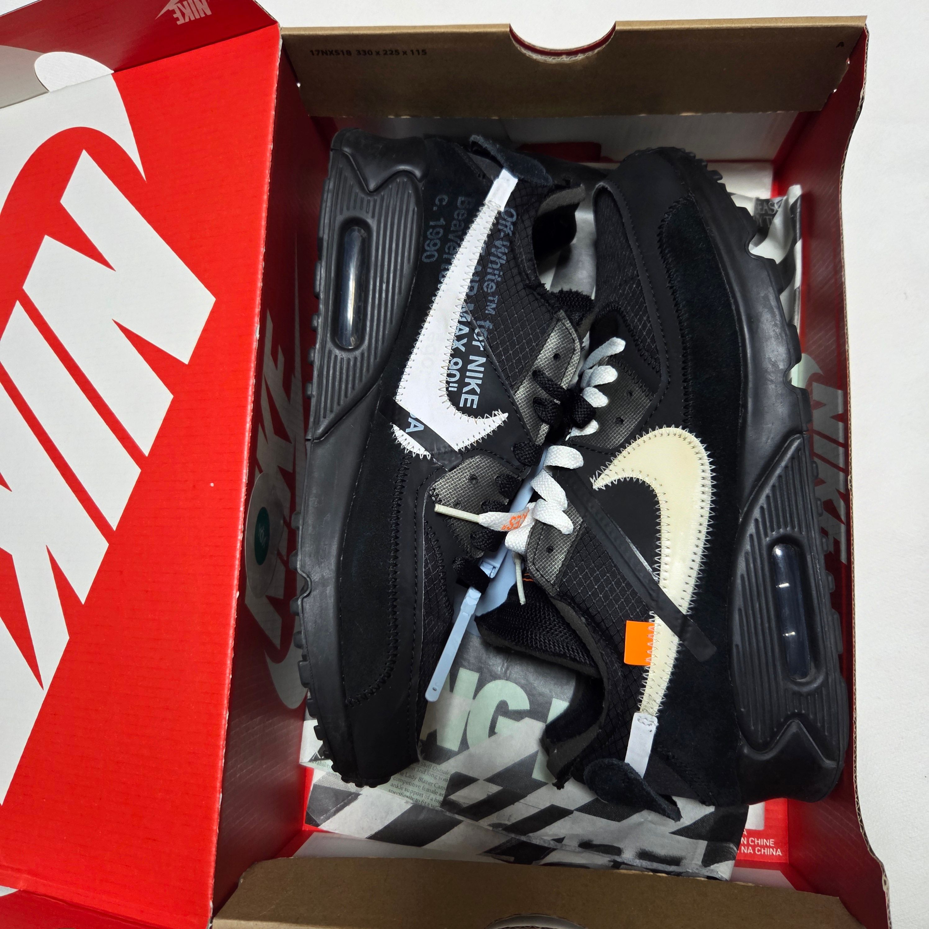 Off-White × Nike Air Max 90 "Black/Black-Cone-White"