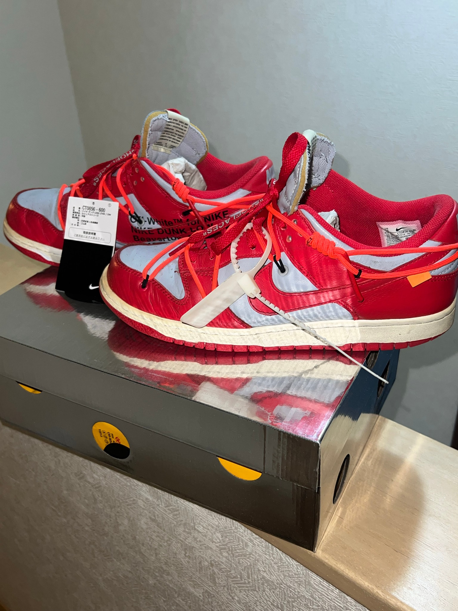 Off-White × Nike Dunk Low "University Red/Wolf Grey"